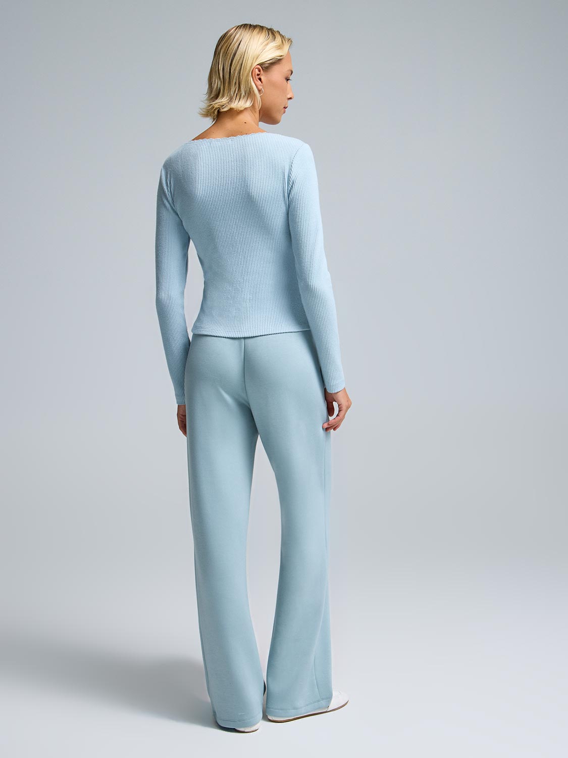 Mini Rib Lace Trim Pajama Top