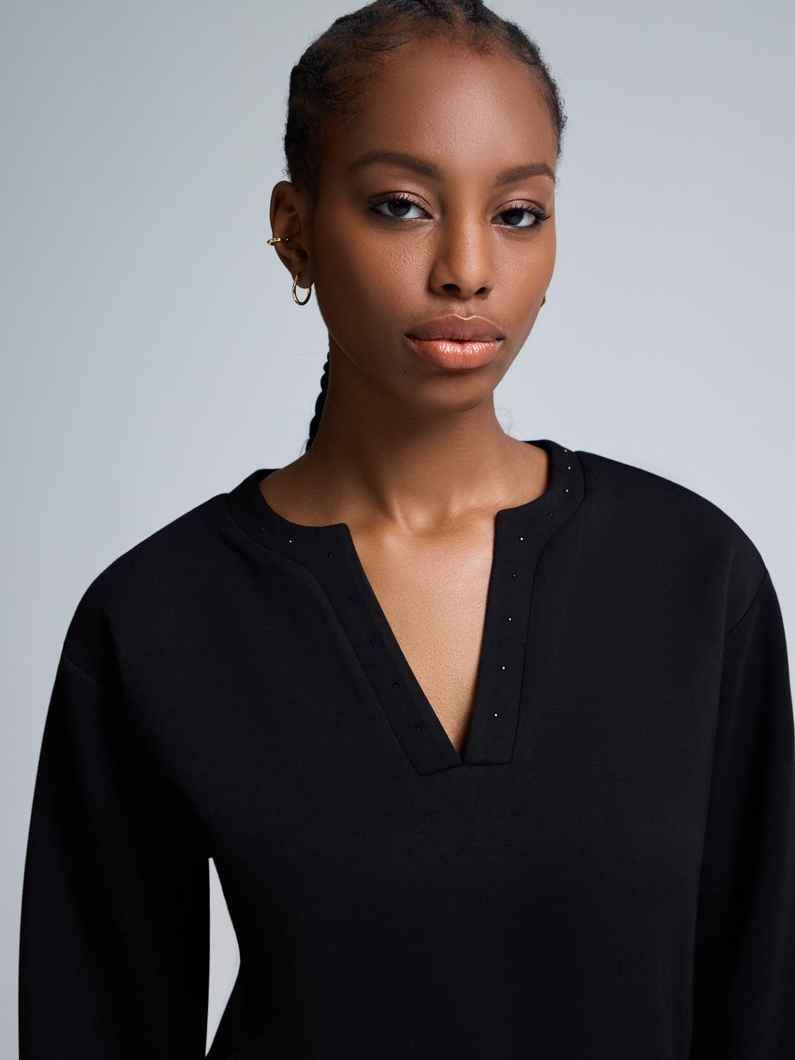 Embellished Cloud Fleece Cropped Sweatshirt