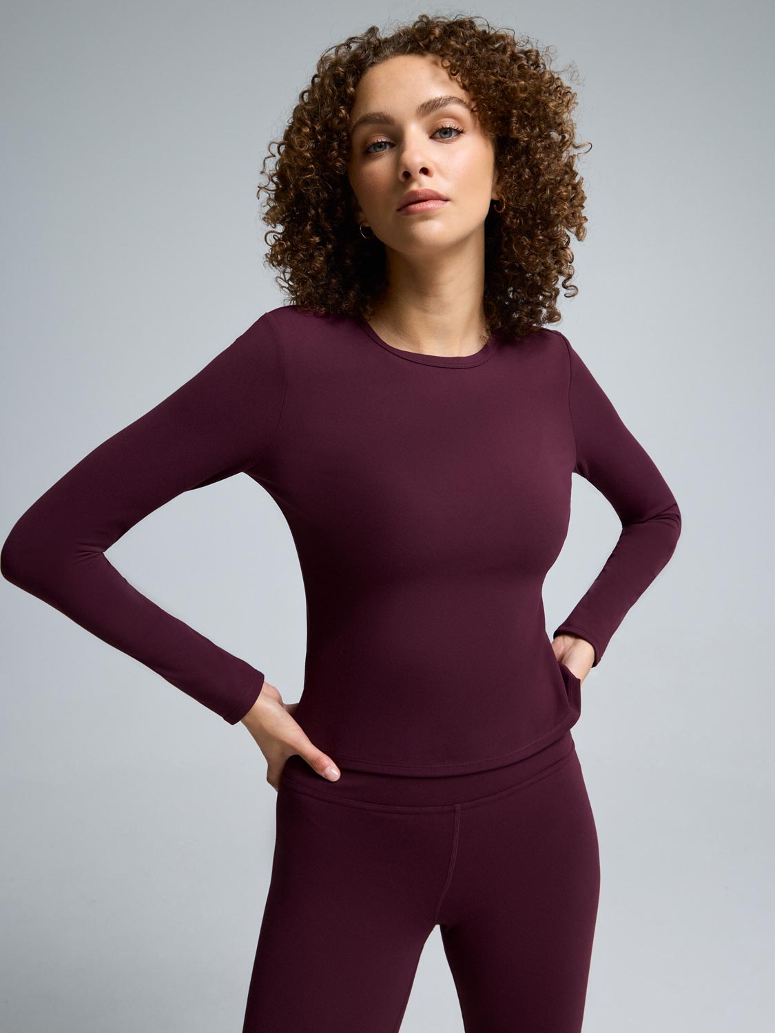 Brushed Long Sleeve Cropped T-Shirt