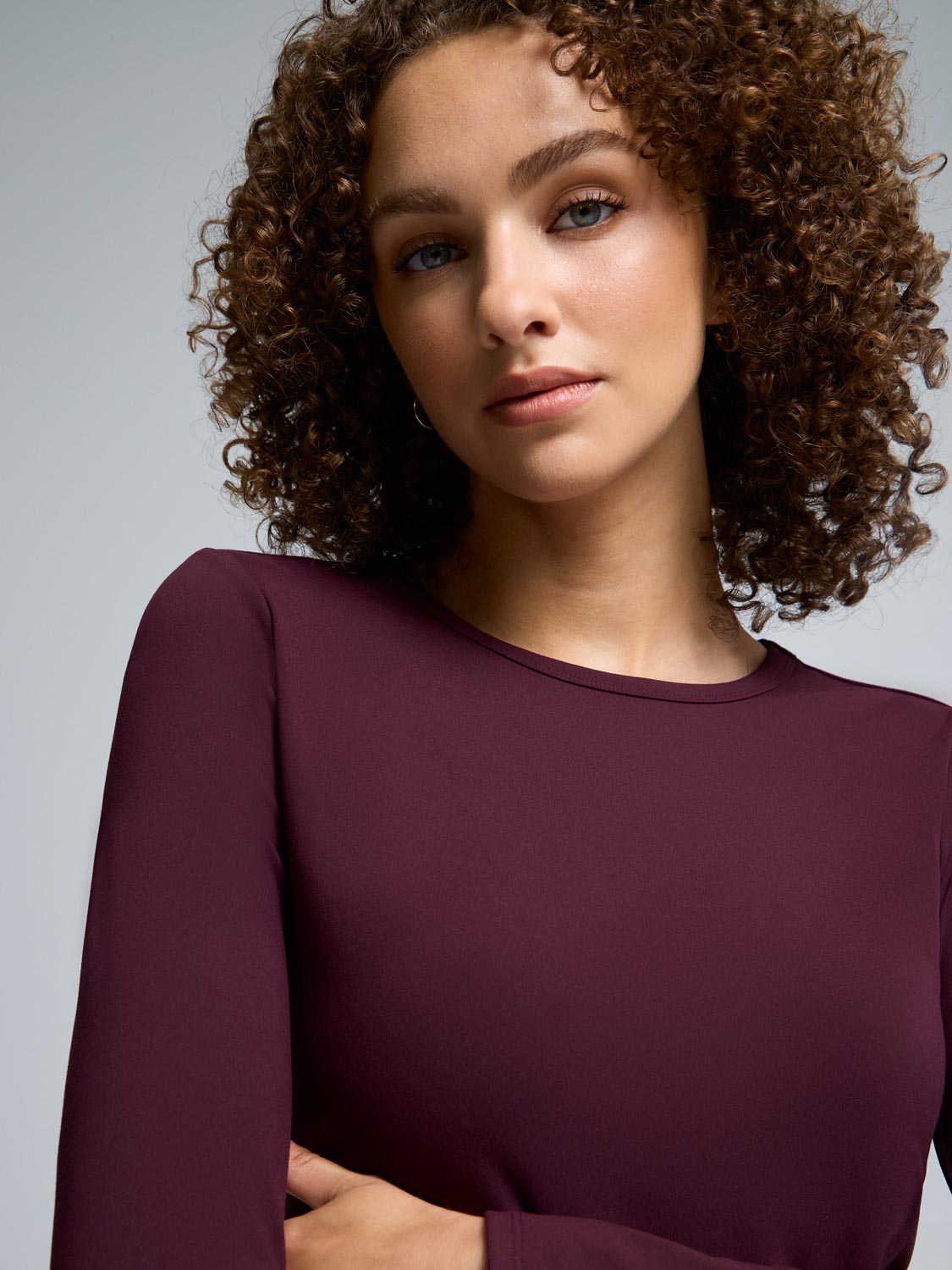 Brushed Long Sleeve Cropped T-Shirt