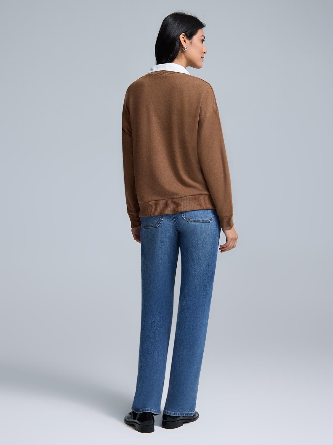 Poplin Collar Melange Top
