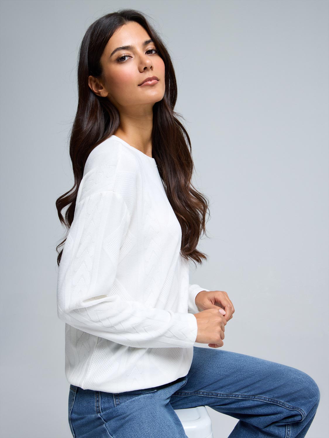 Cable Knit Jacquard Top