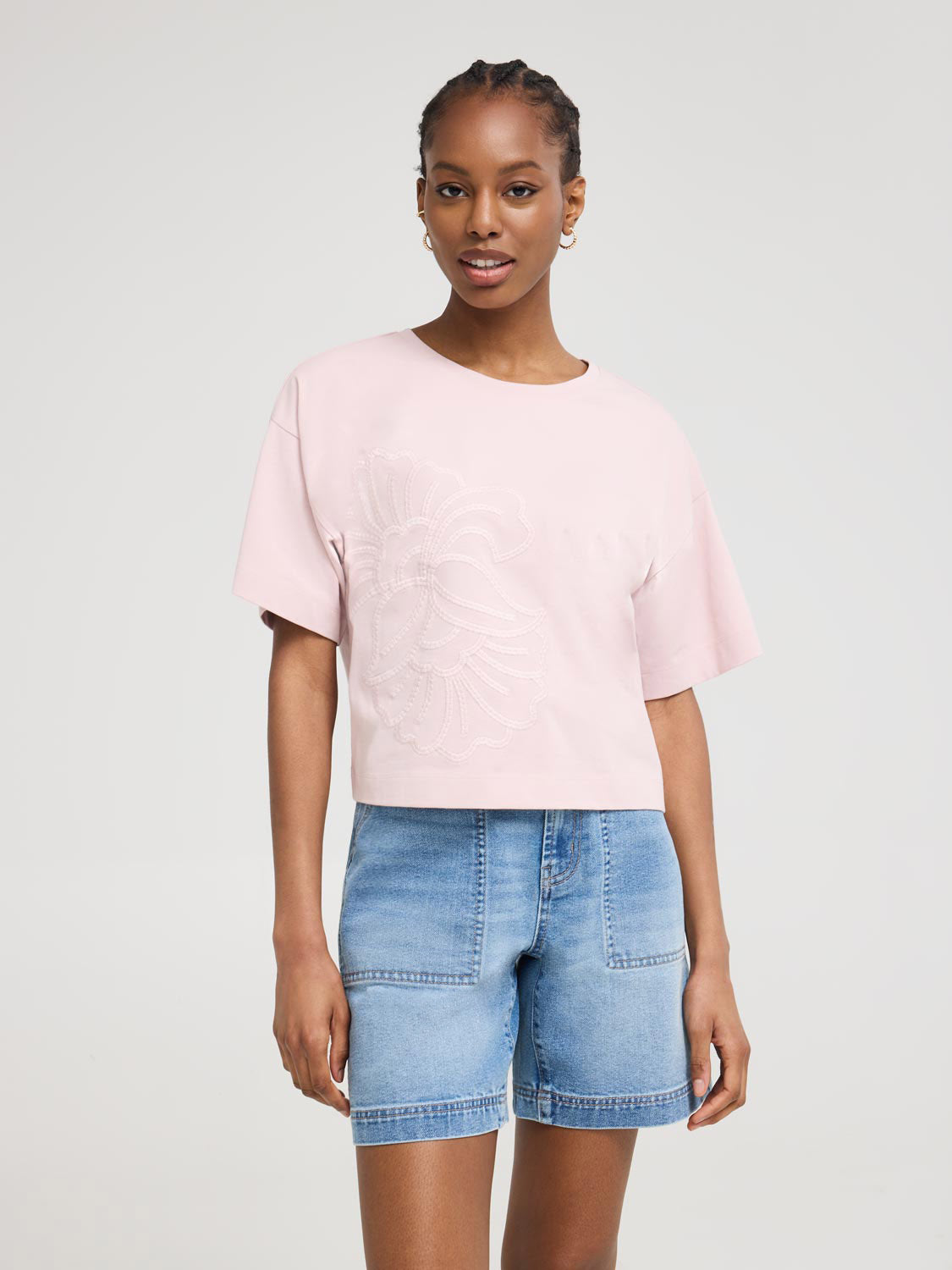 Flower Embroidered T-Shirt