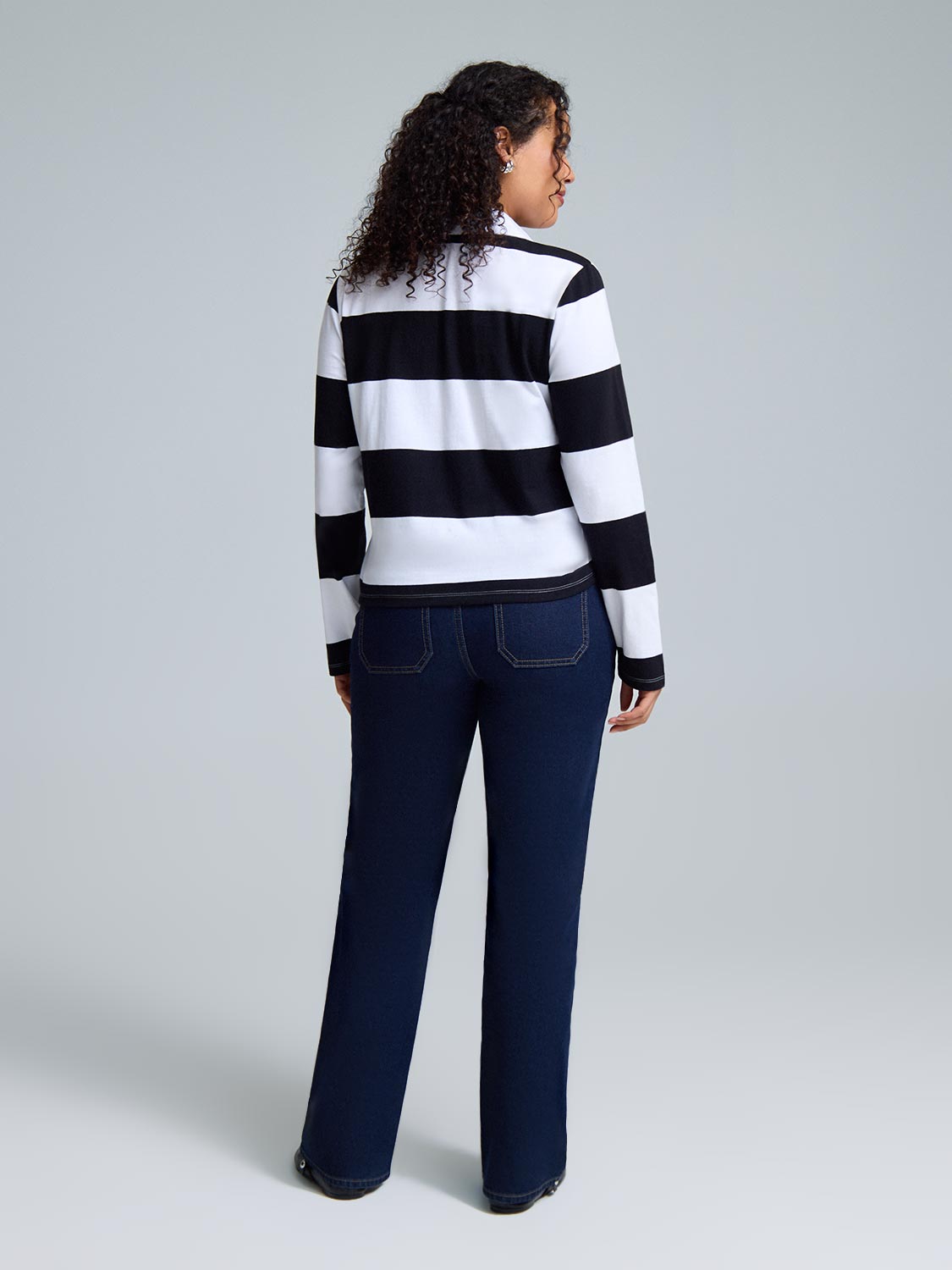 Johnny Collar Striped Top