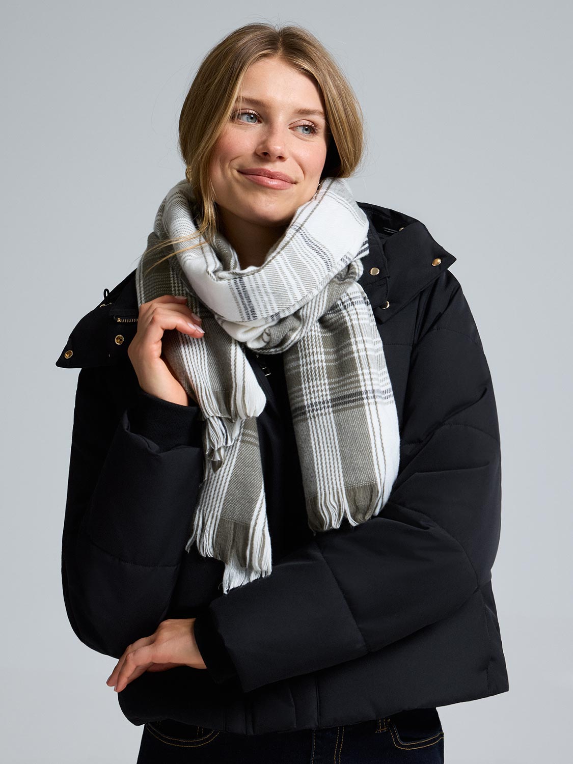 Brushed Grid Scarf