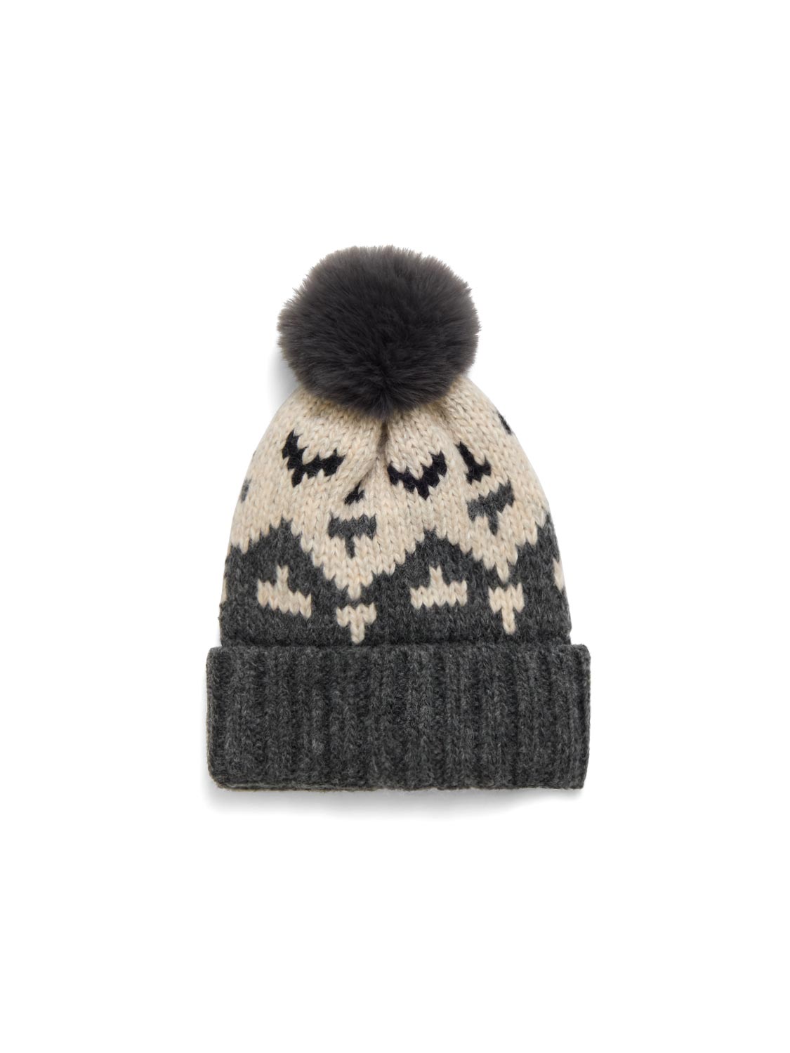 Jacquard Hat With Pom Pom
