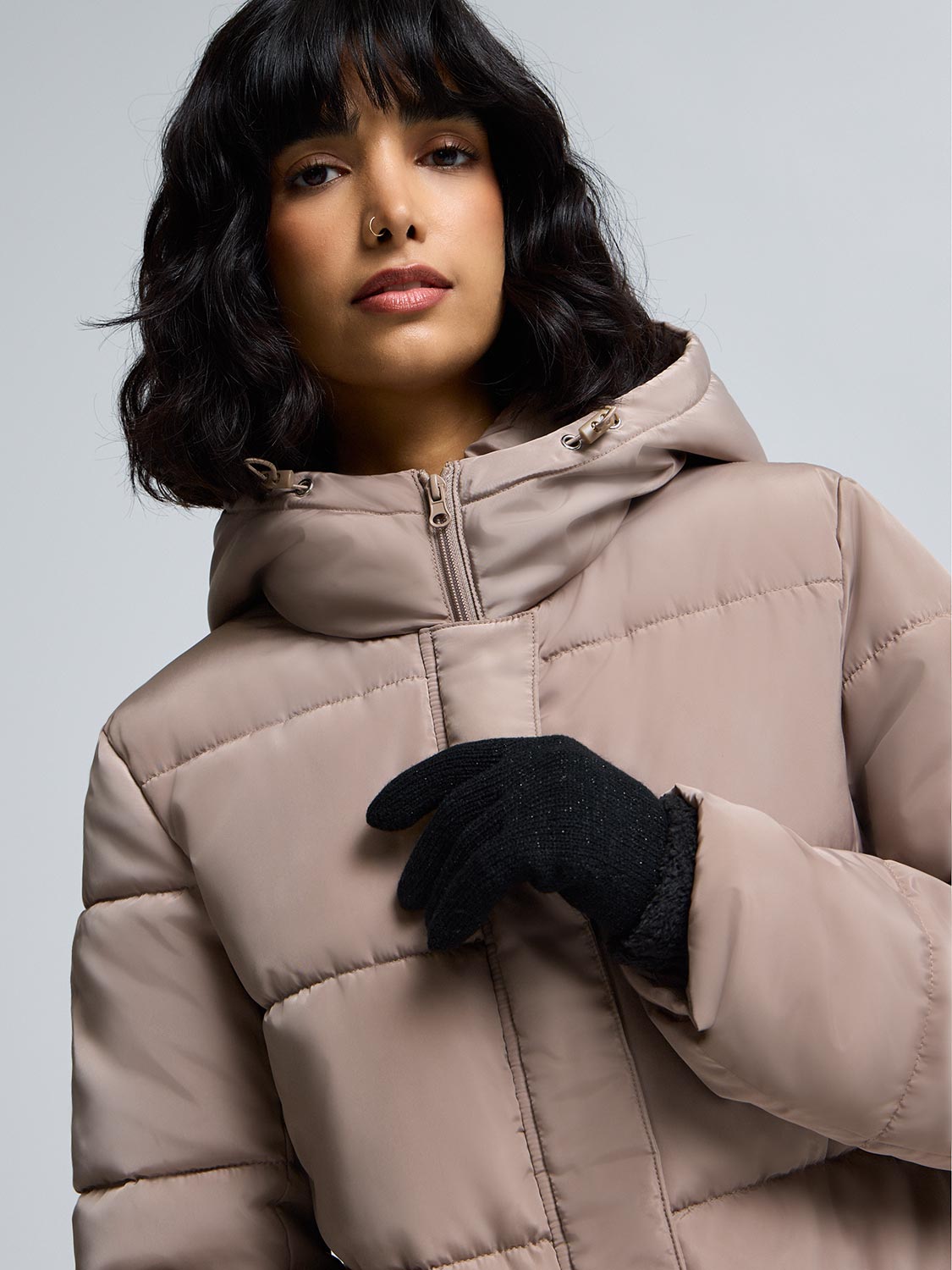 Faux Fur Trim Knit Gloves