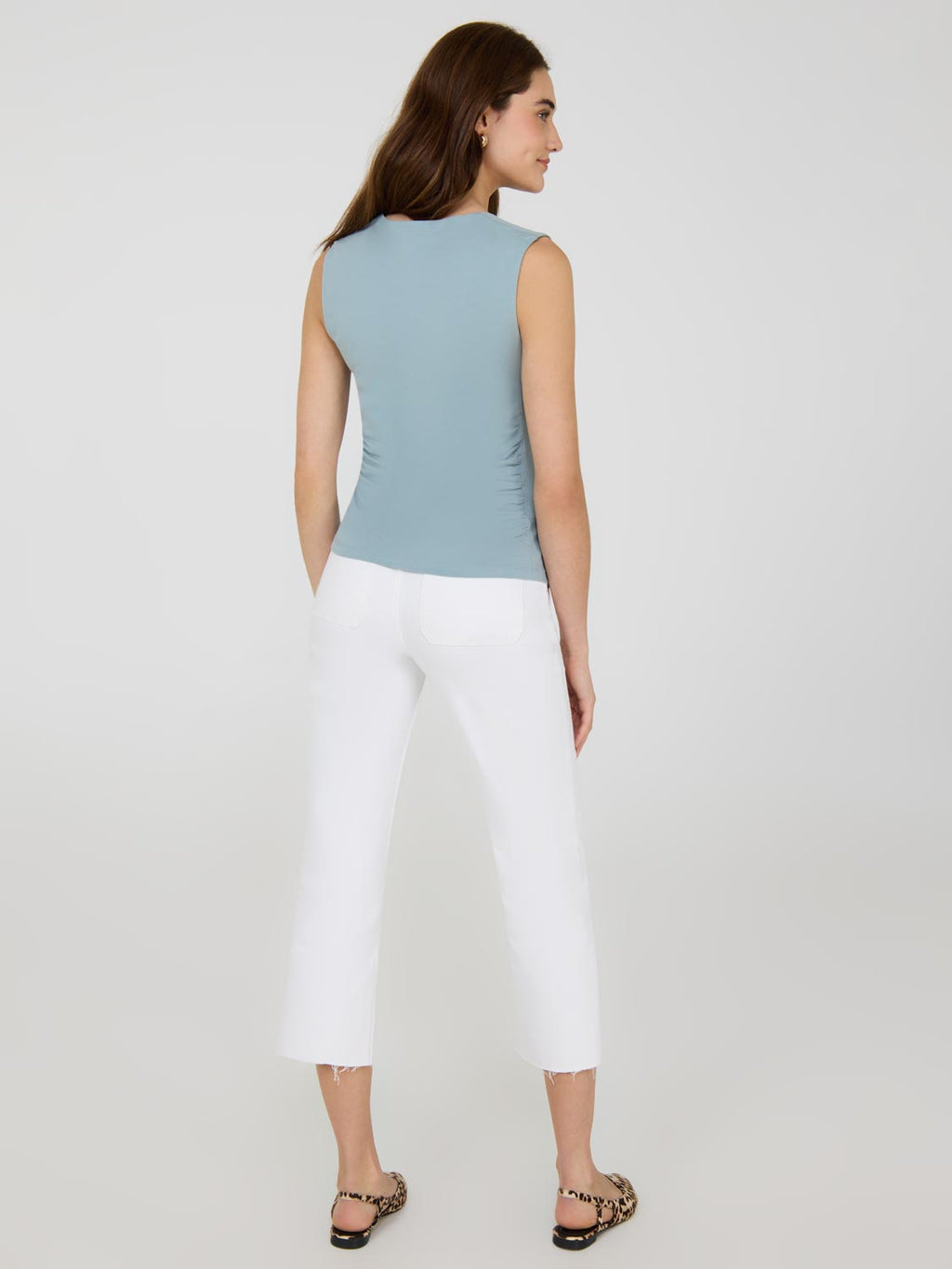 Sleeveless Ruched Square Neck Top