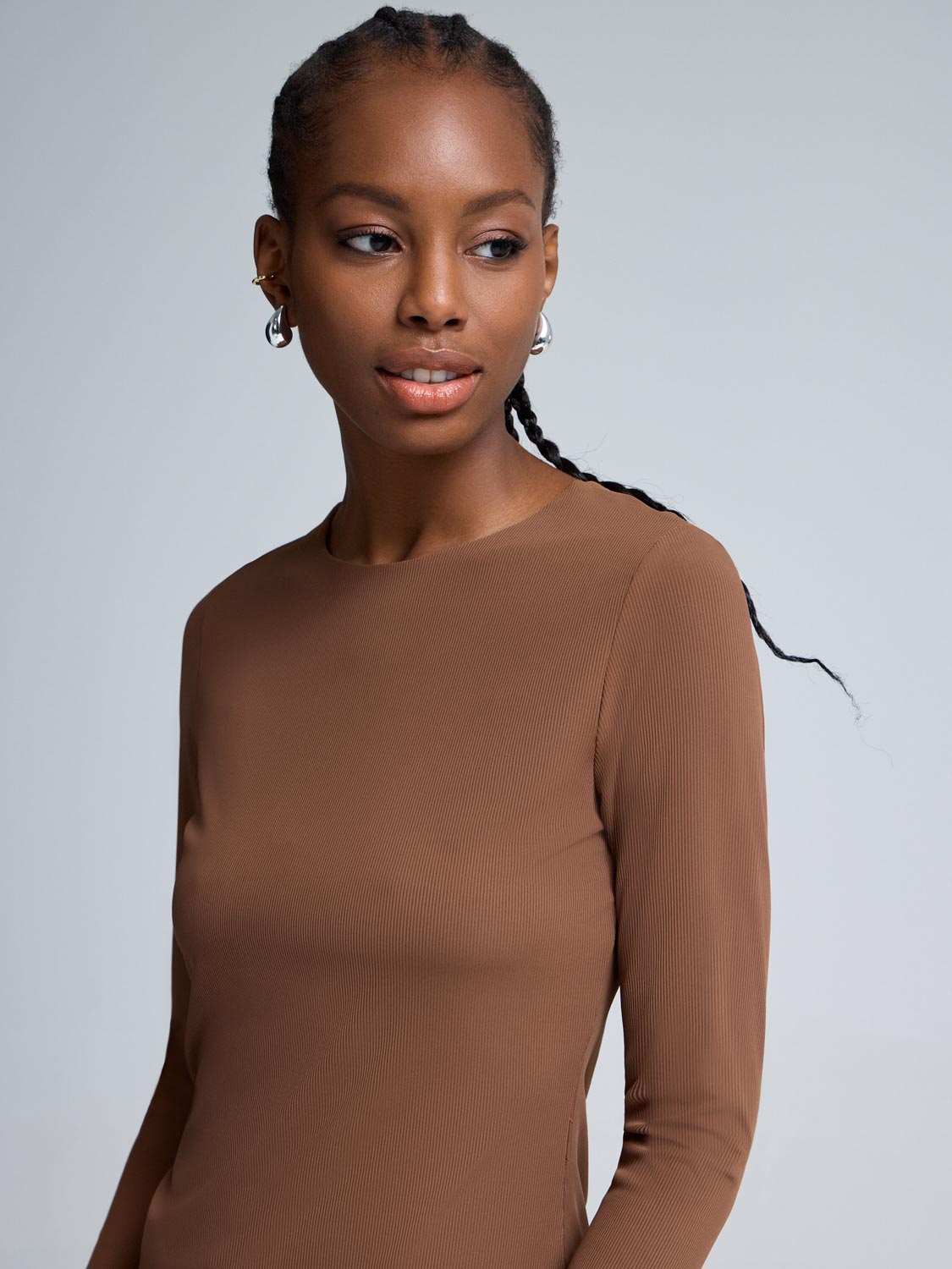 Double Layer Crew Neck Ribbed Top