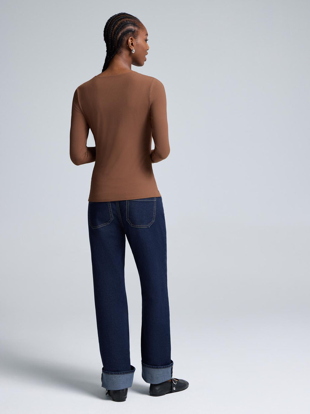 Double Layer Crew Neck Ribbed Top