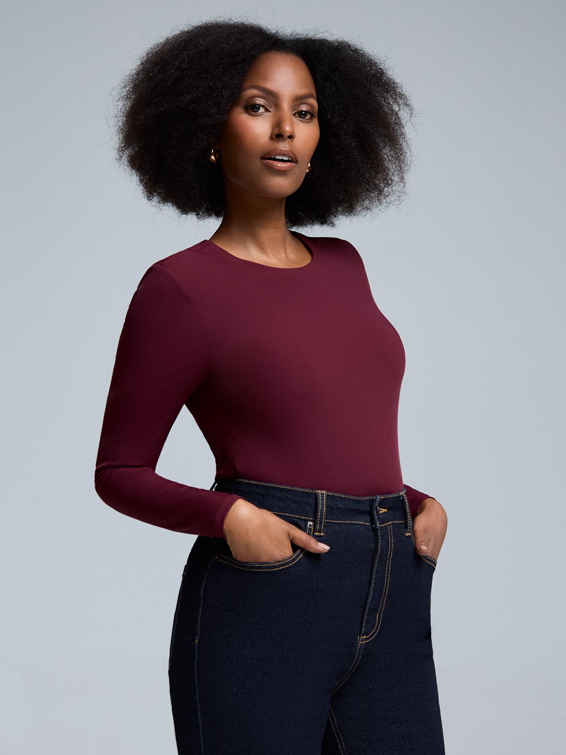 Double Layer Crew Neck Ribbed Top
