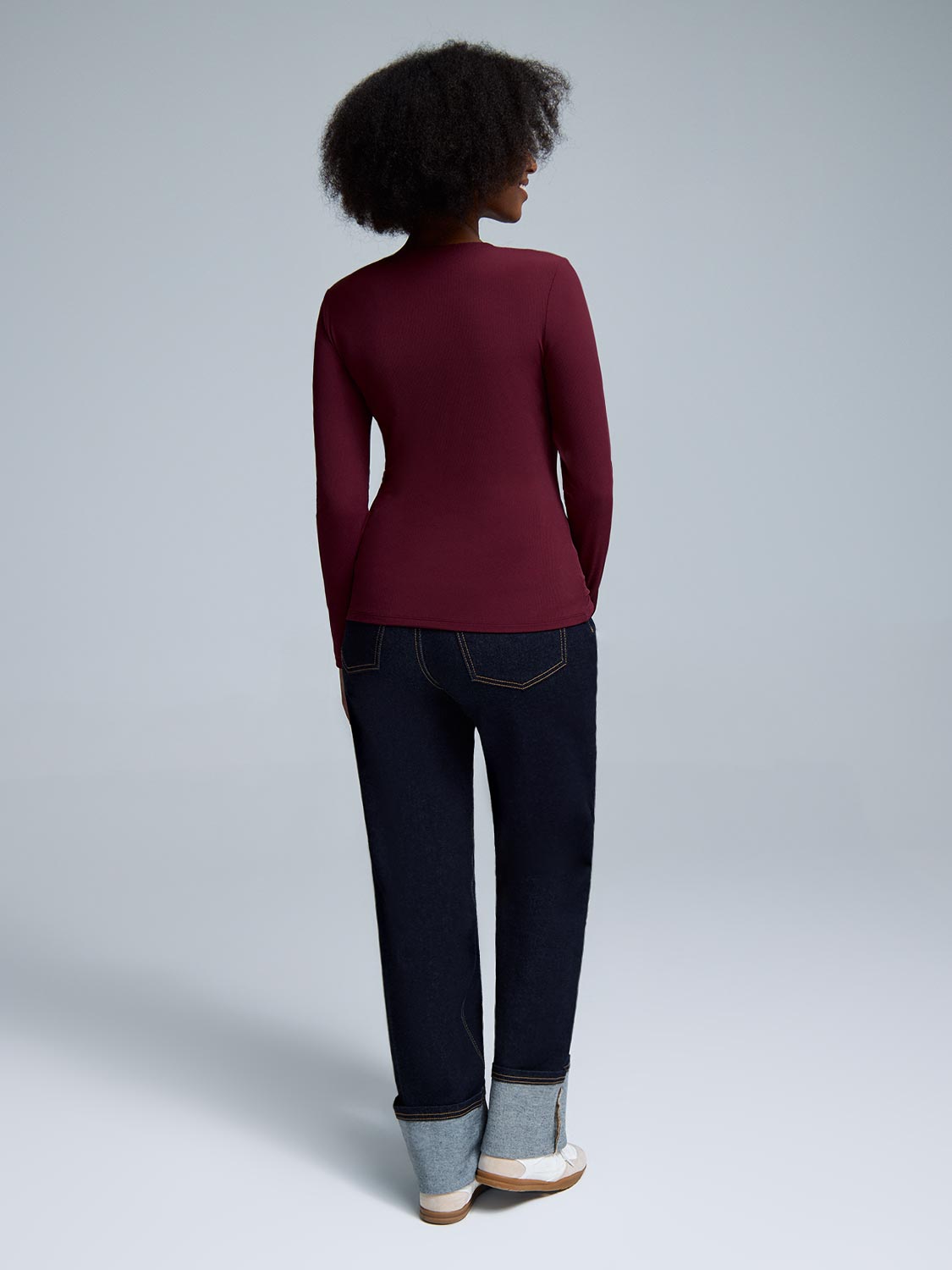 Double Layer Crew Neck Ribbed Top