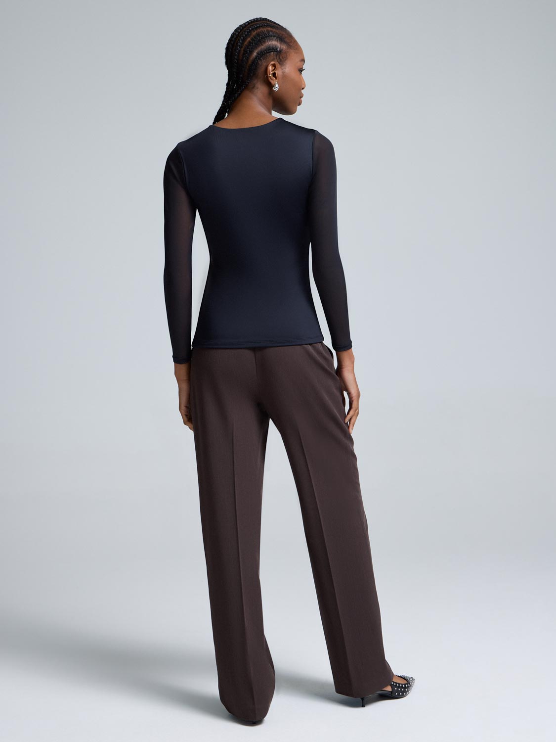 Mesh Sleeve Double Layer Top