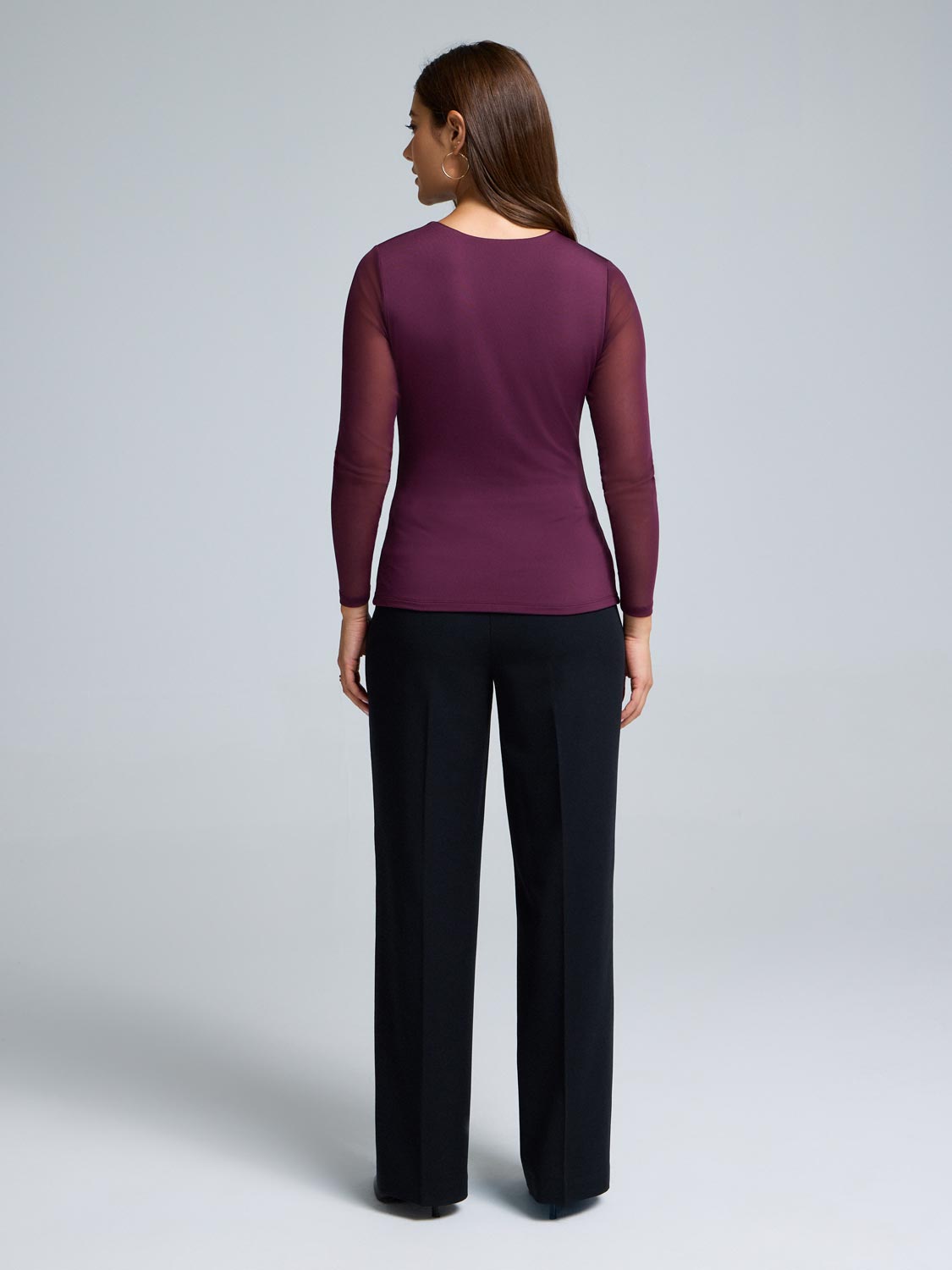 Mesh Sleeve Double Layer Top