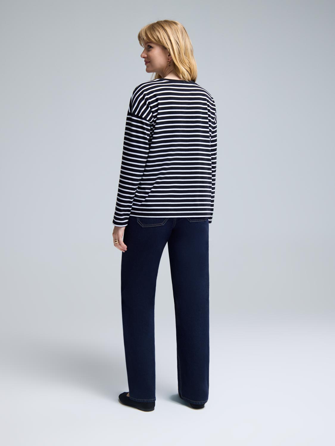 Striped Long Sleeve Cotton T-Shirt