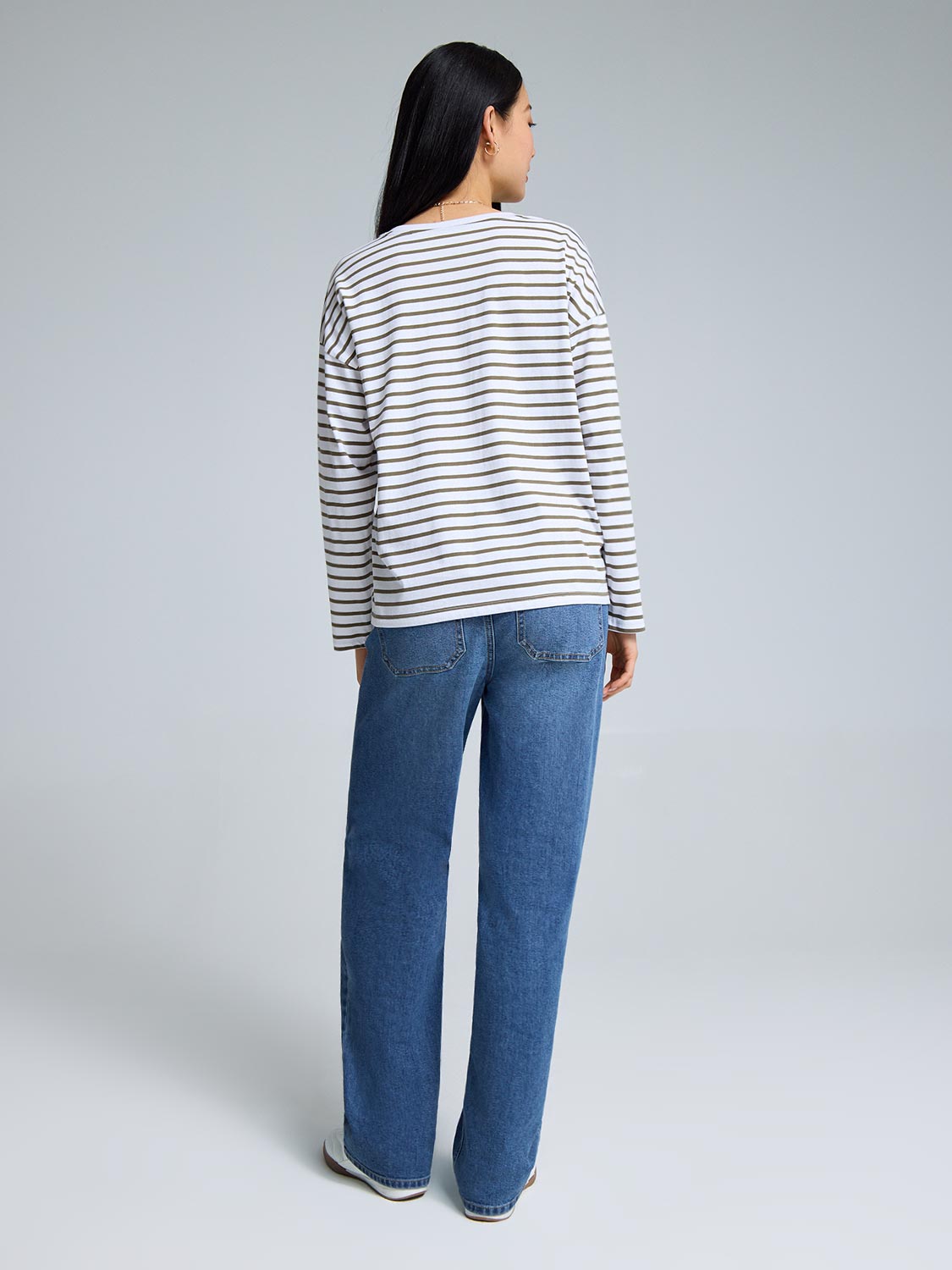 Striped Long Sleeve Cotton T-Shirt
