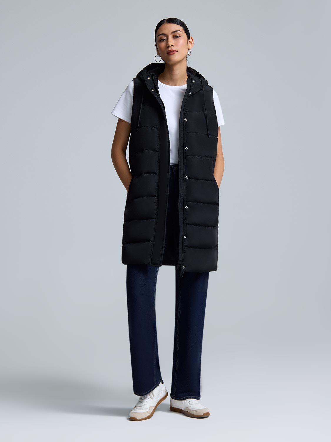 Long Hooded Puffer Vest