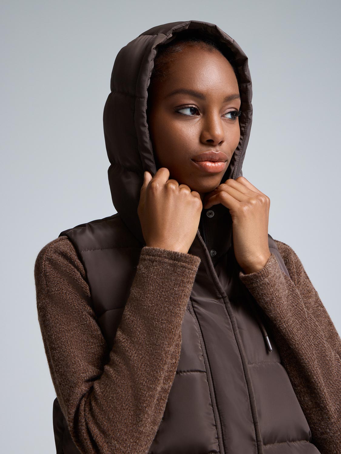 Long Hooded Puffer Vest