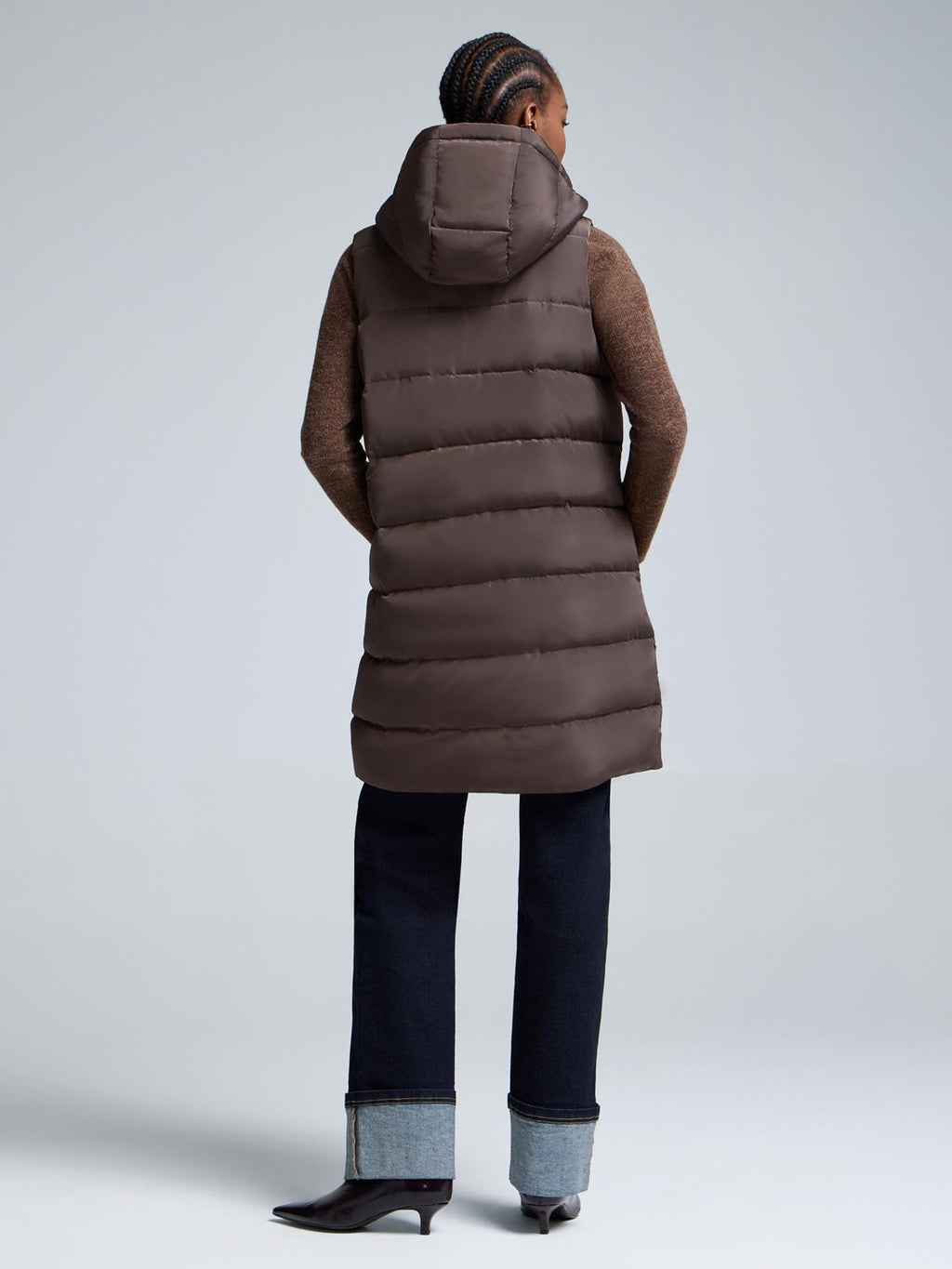 Long Hooded Puffer Vest