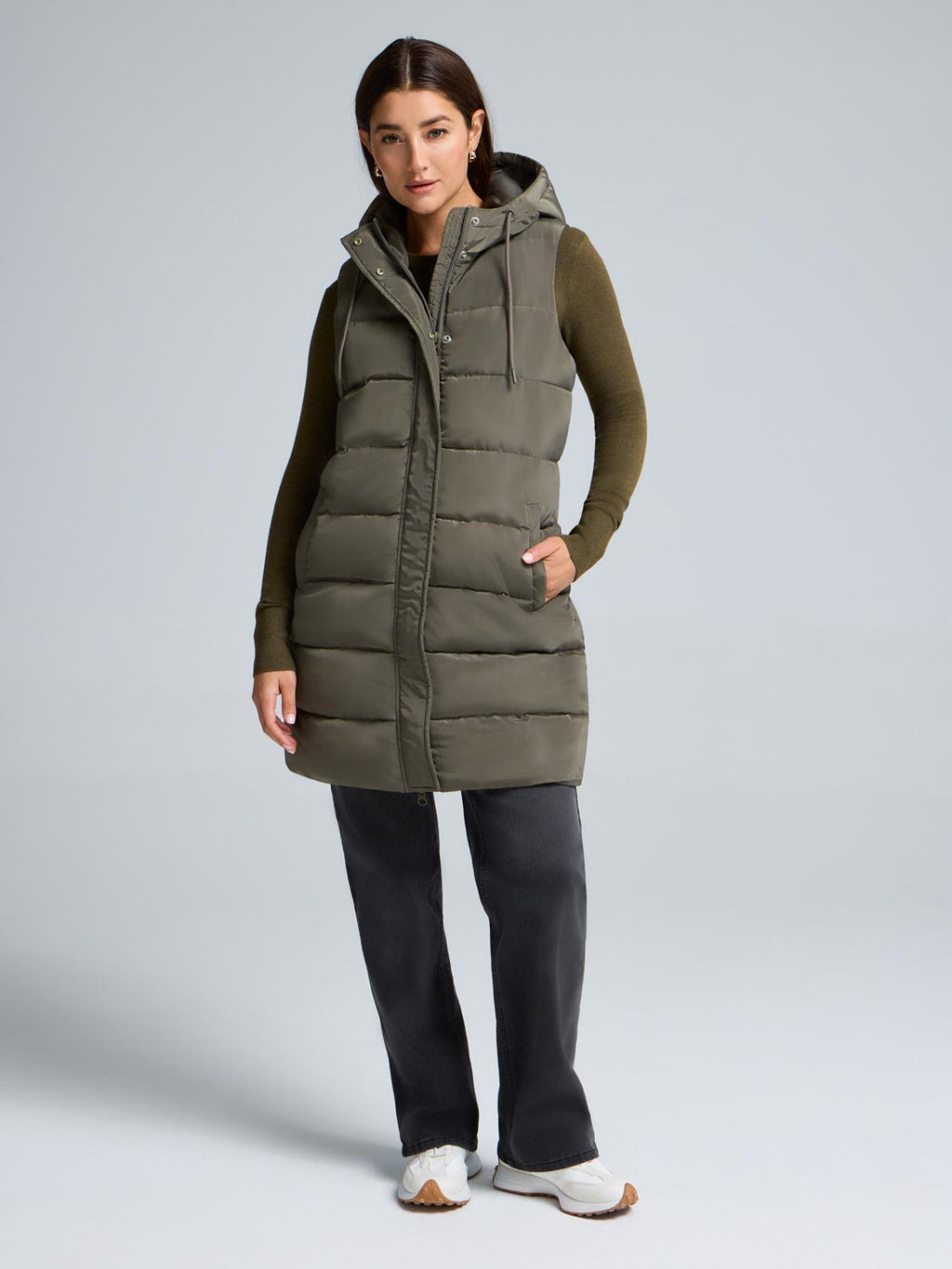 Long Hooded Puffer Vest