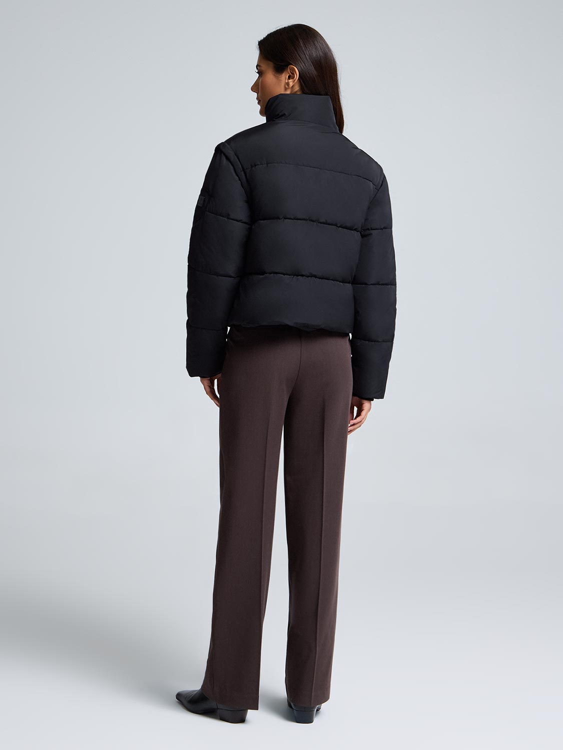 Short Puffer With Removable Sleeves