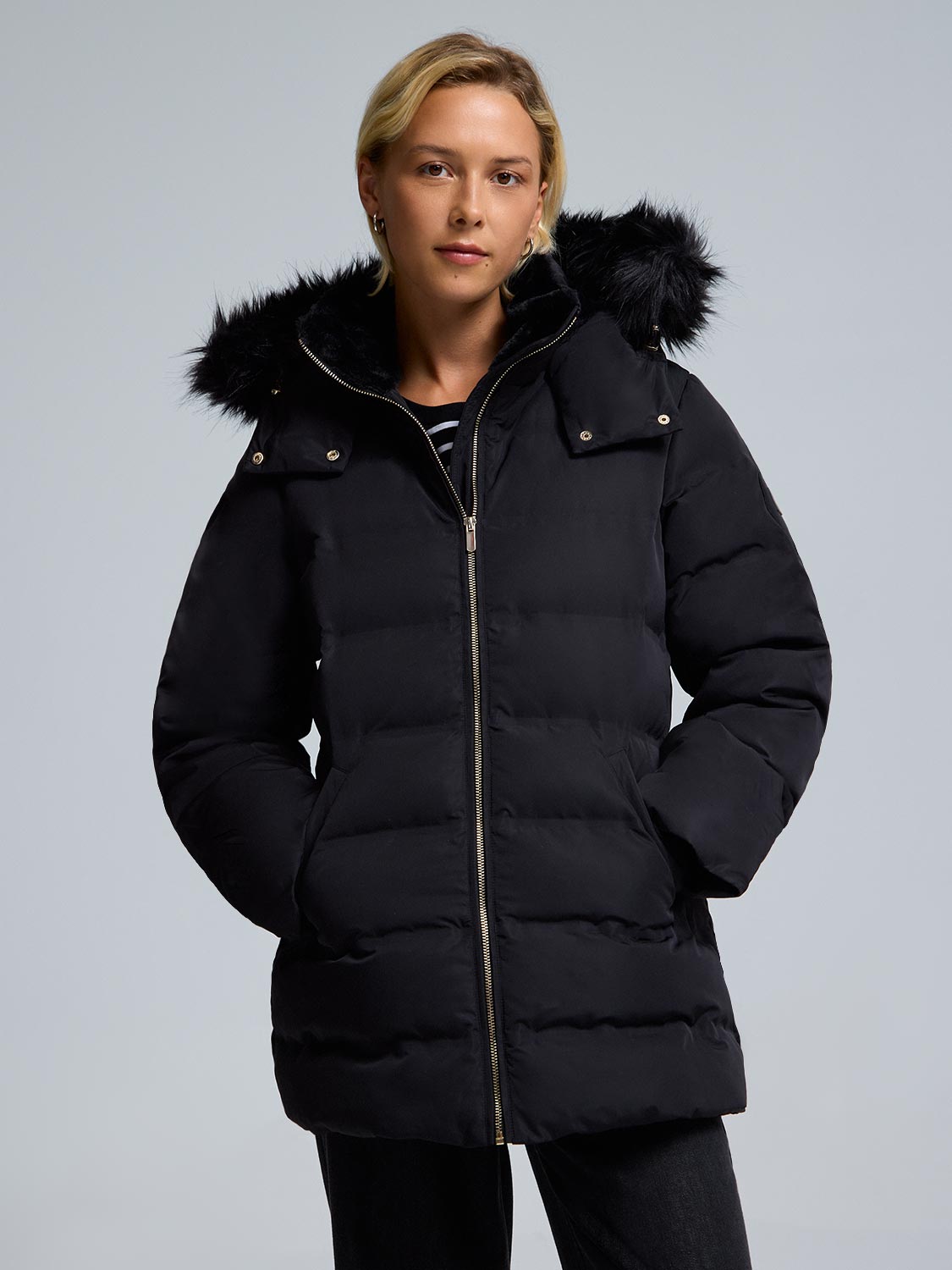 Faux Fur Hood Puffer Jacket