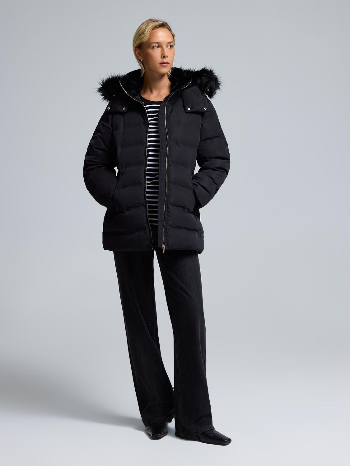 Faux Fur Hood Puffer Jacket