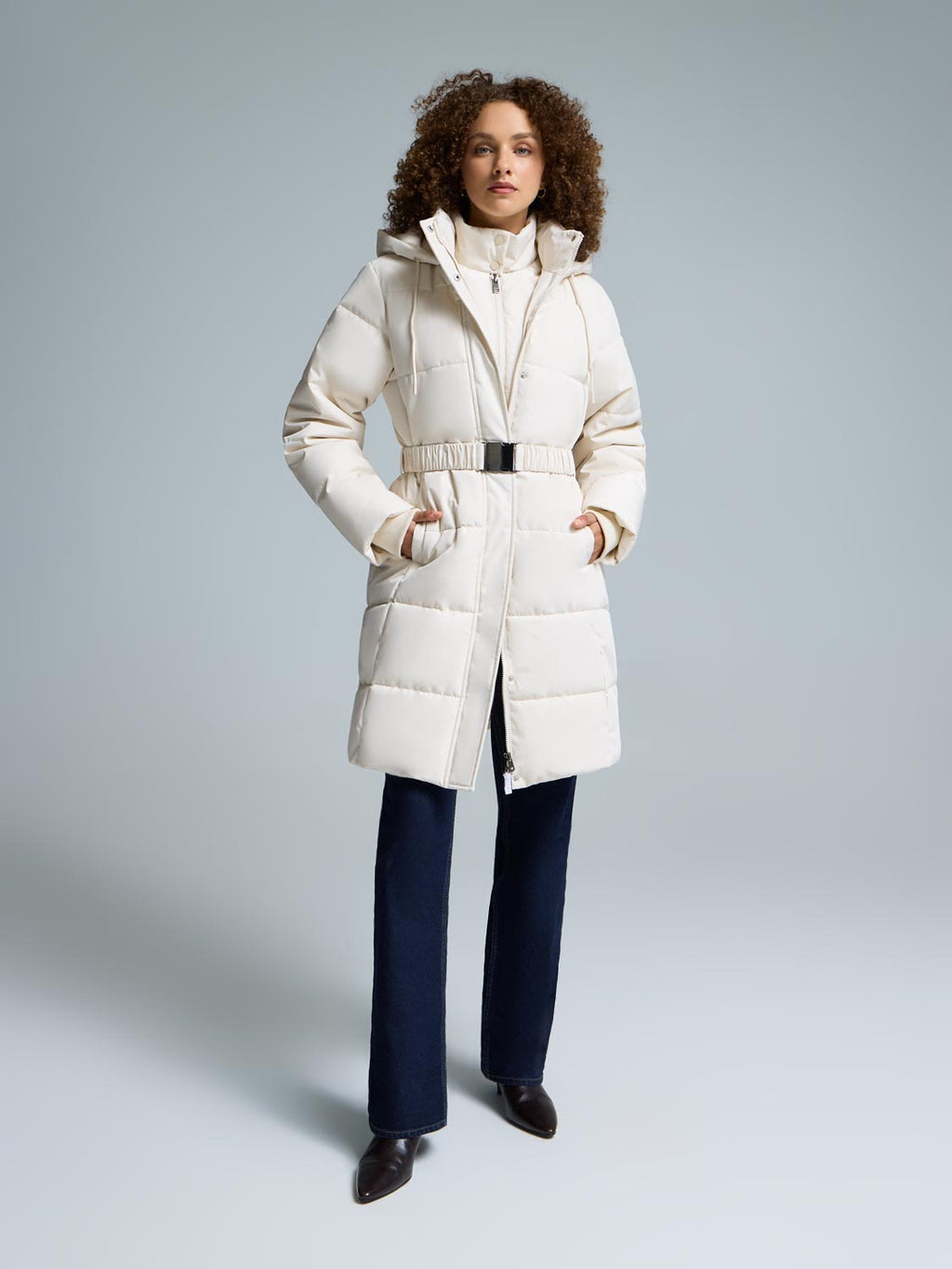 Belted Mid-Length Puffer