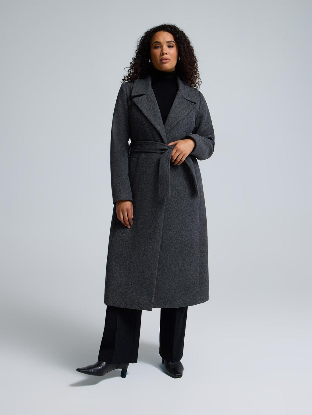 Faux Fur Collar Wrap Coat
