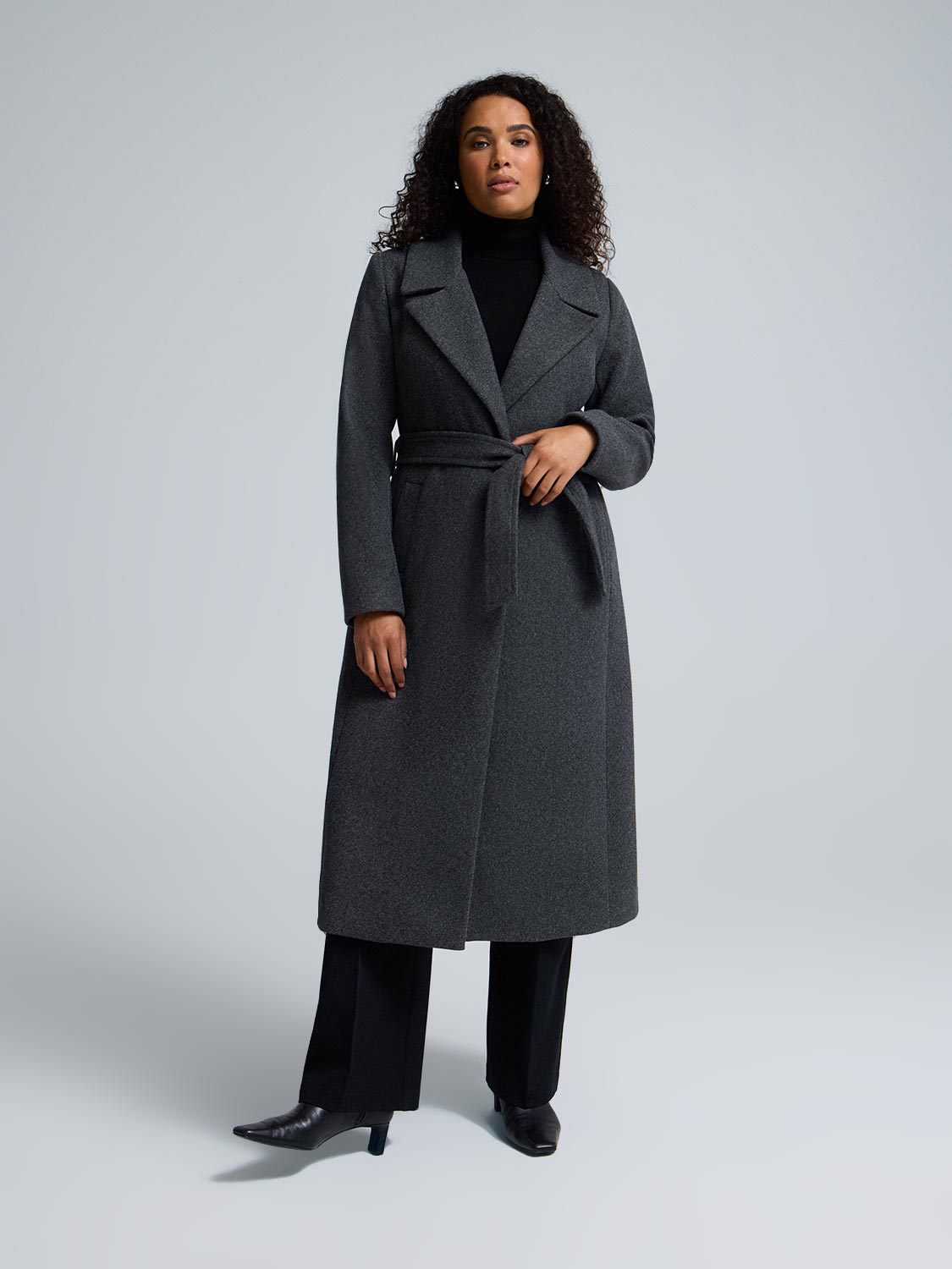 Faux Fur Collar Wrap Coat
