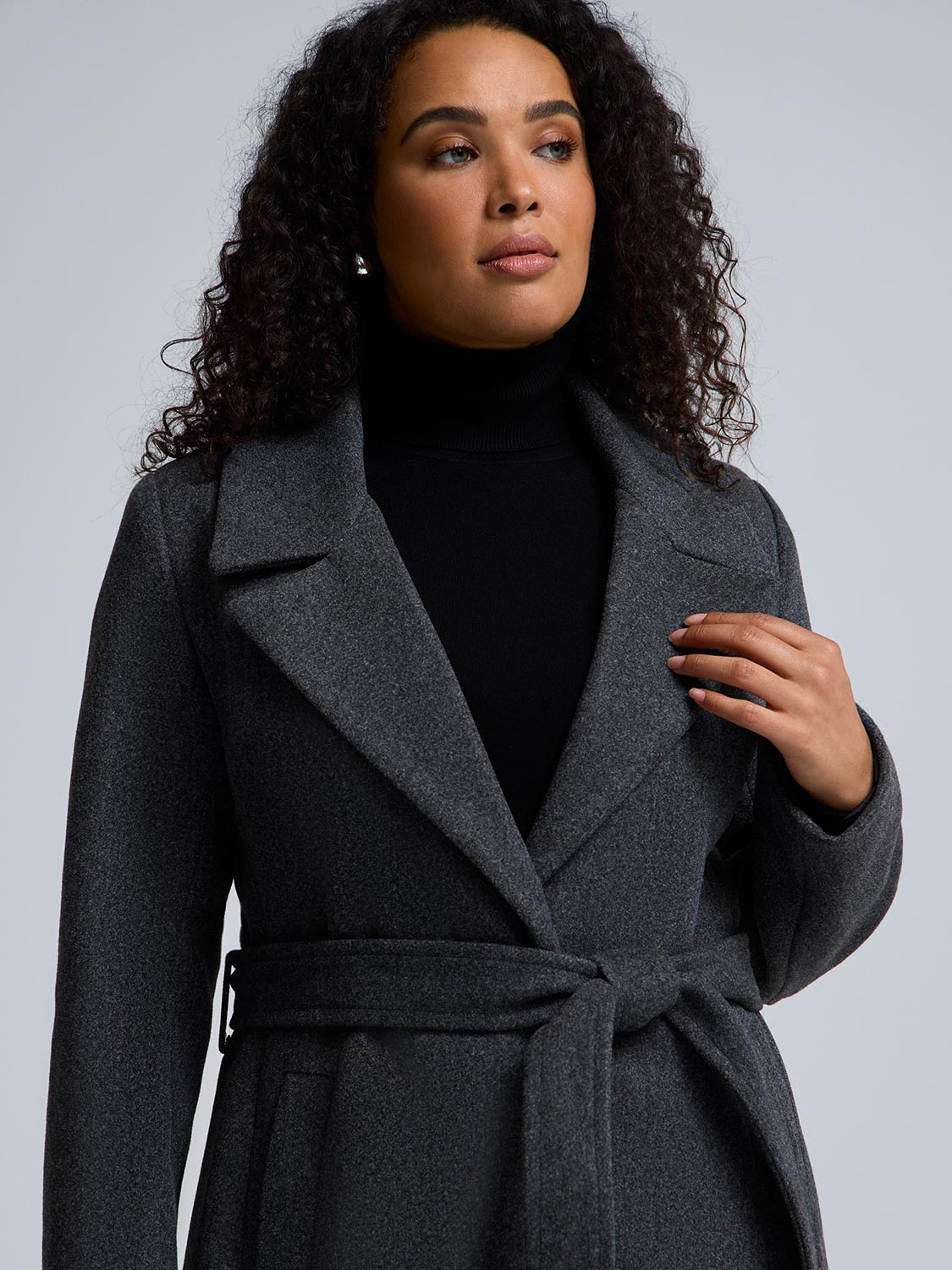 Faux Fur Collar Wrap Coat