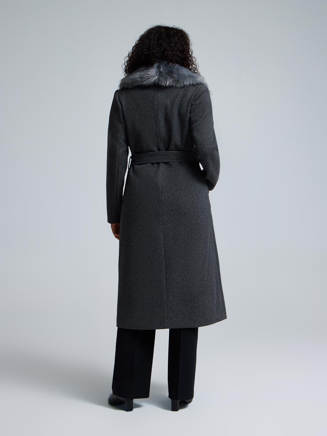 Faux Fur Collar Wrap Coat