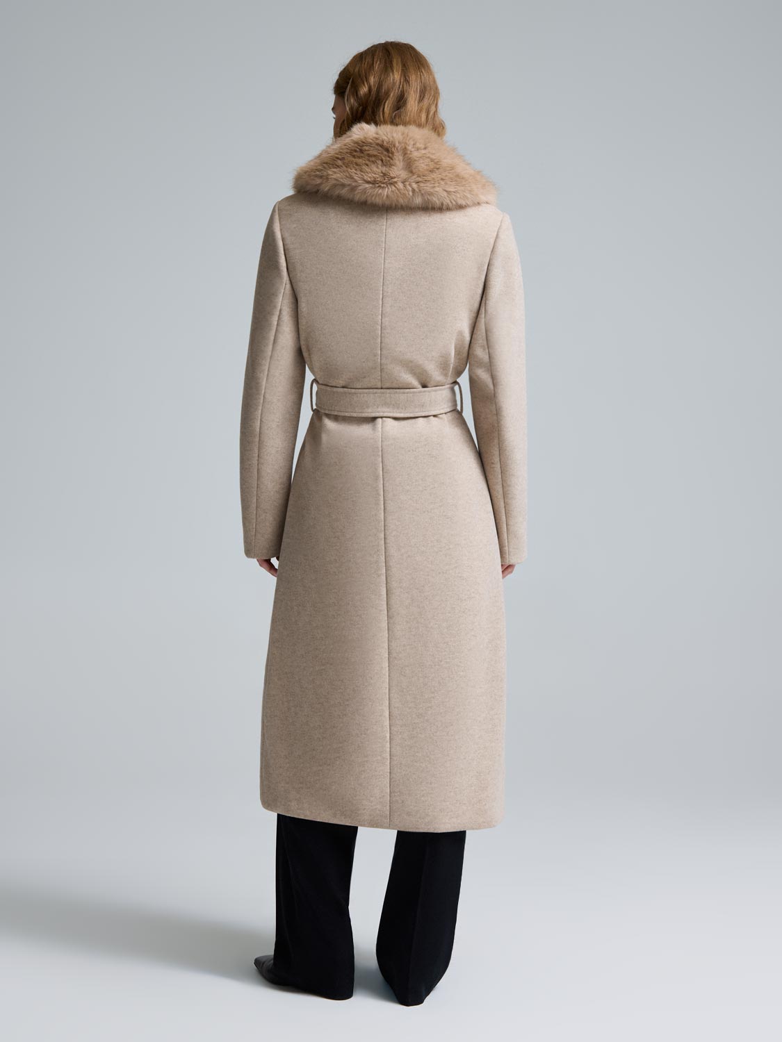 Faux Fur Collar Wrap Coat