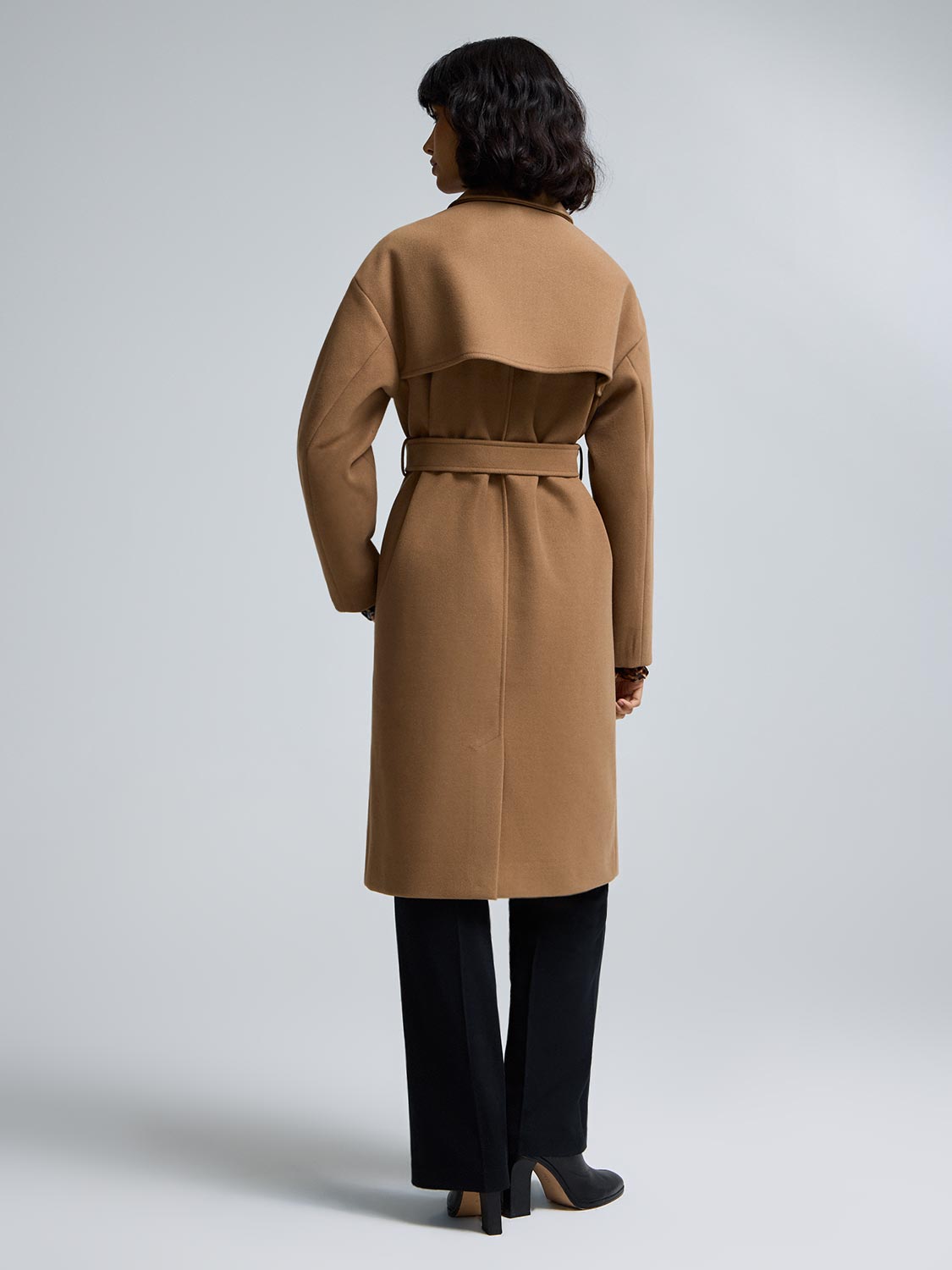 Faux Wool Trench Coat