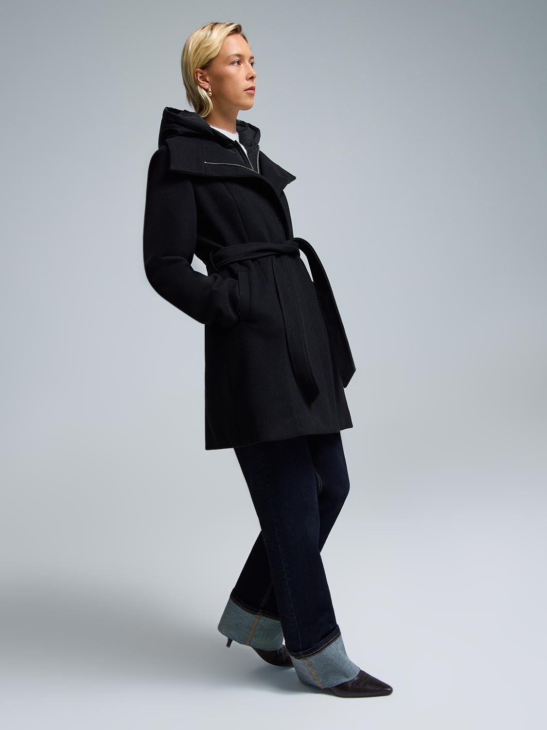 Hooded Faux Wool Coat
