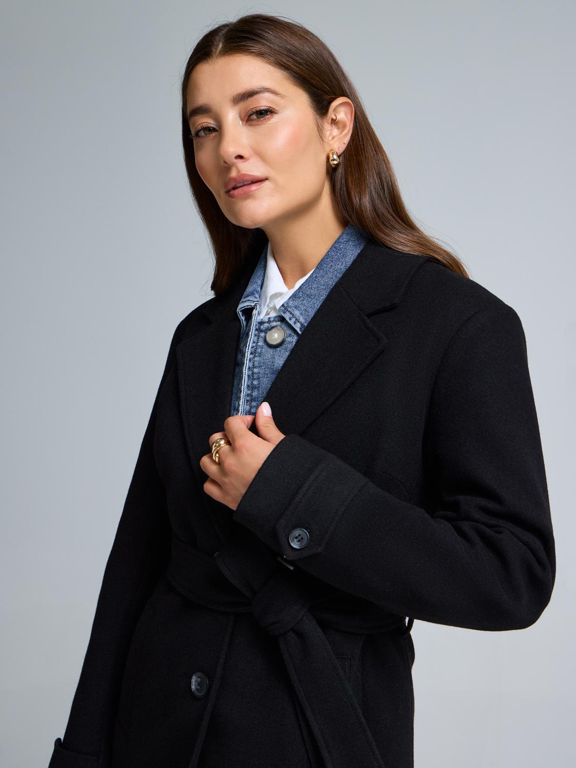 Faux Wool Wrap Coat