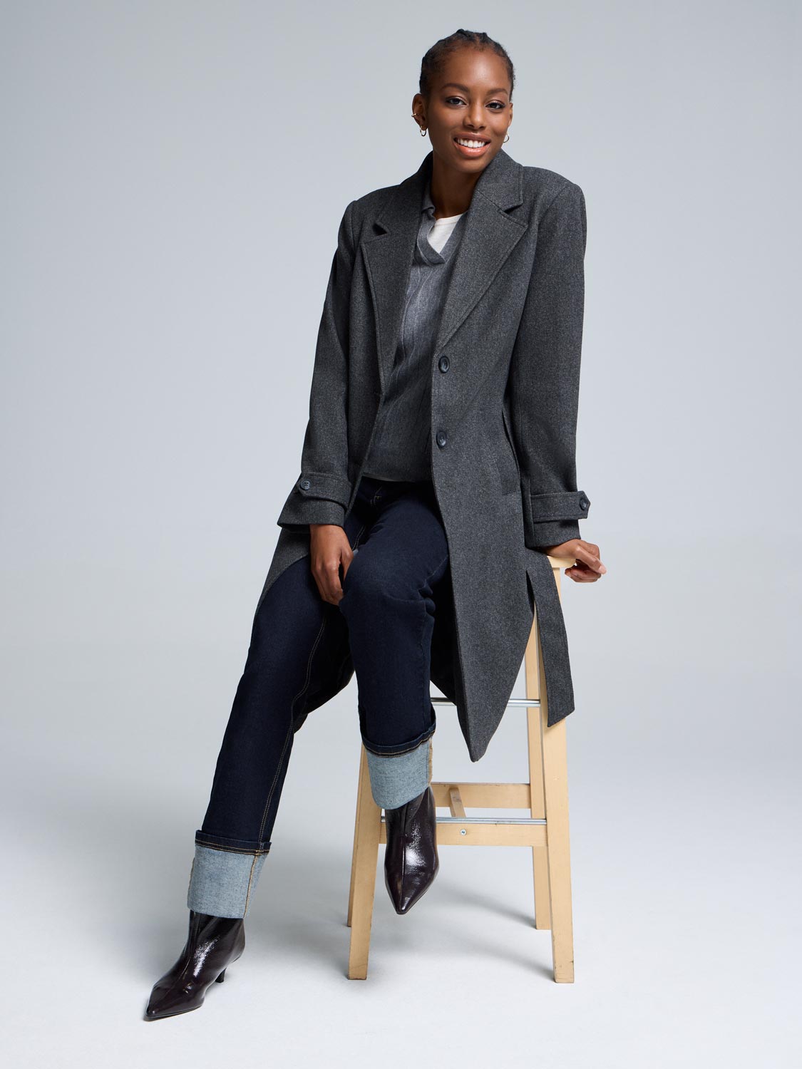 Faux Wool Wrap Coat
