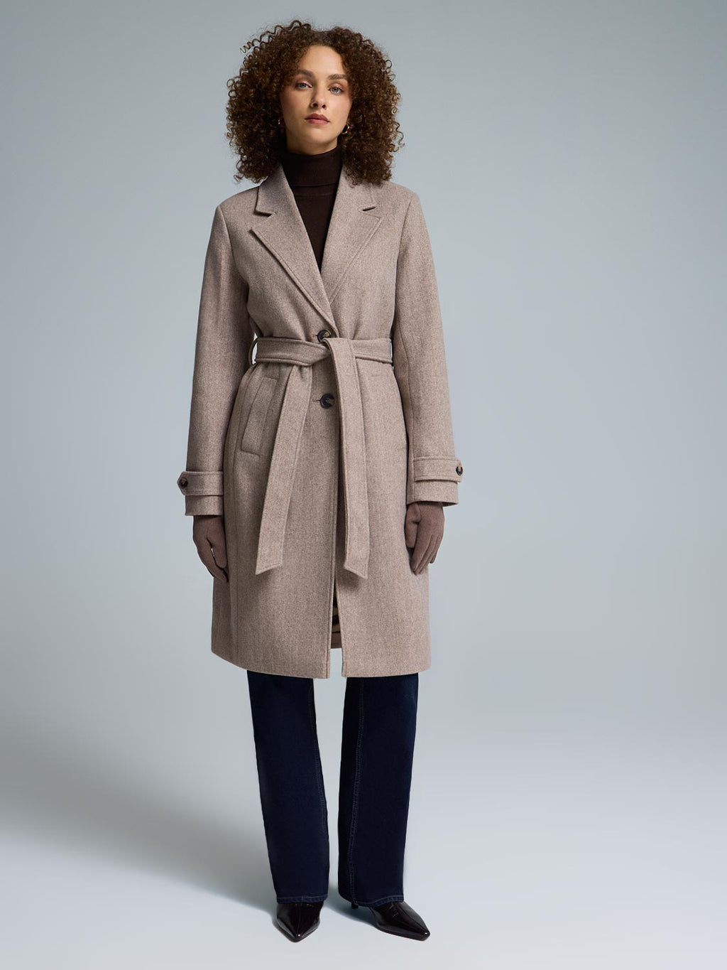 Faux Wool Wrap Coat
