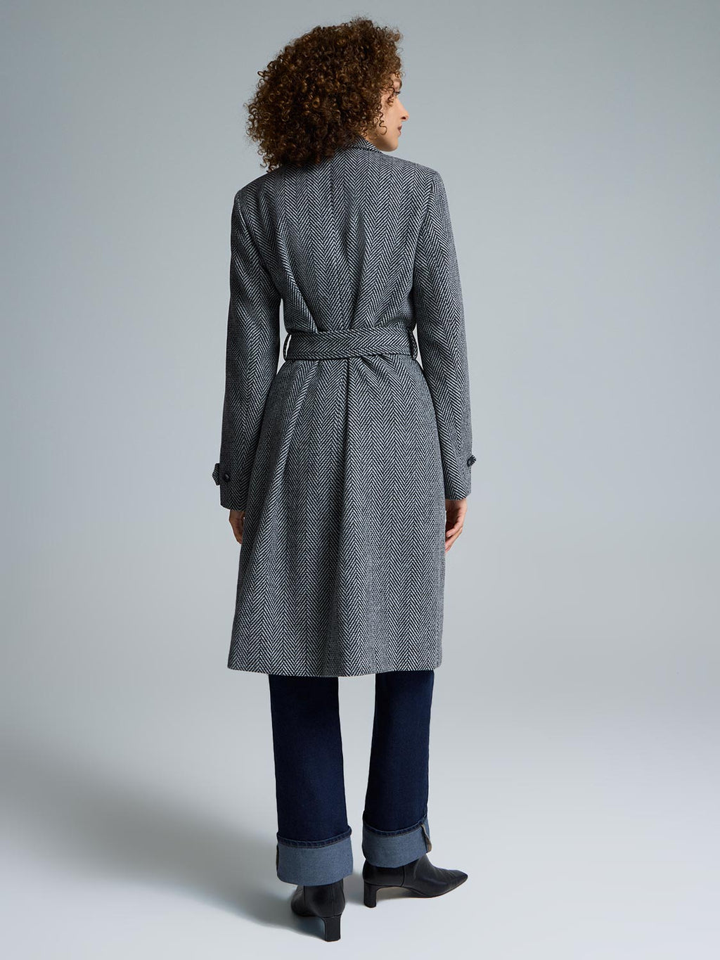 Herringbone Faux Wool Coat