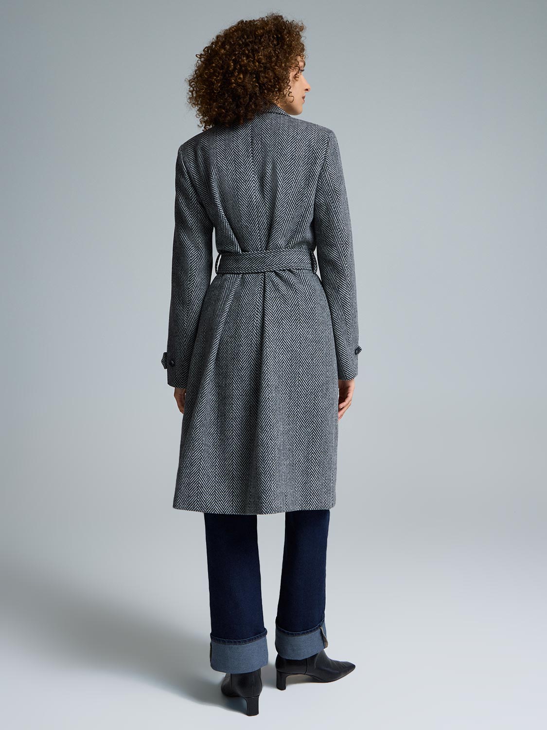 Herringbone Faux Wool Coat