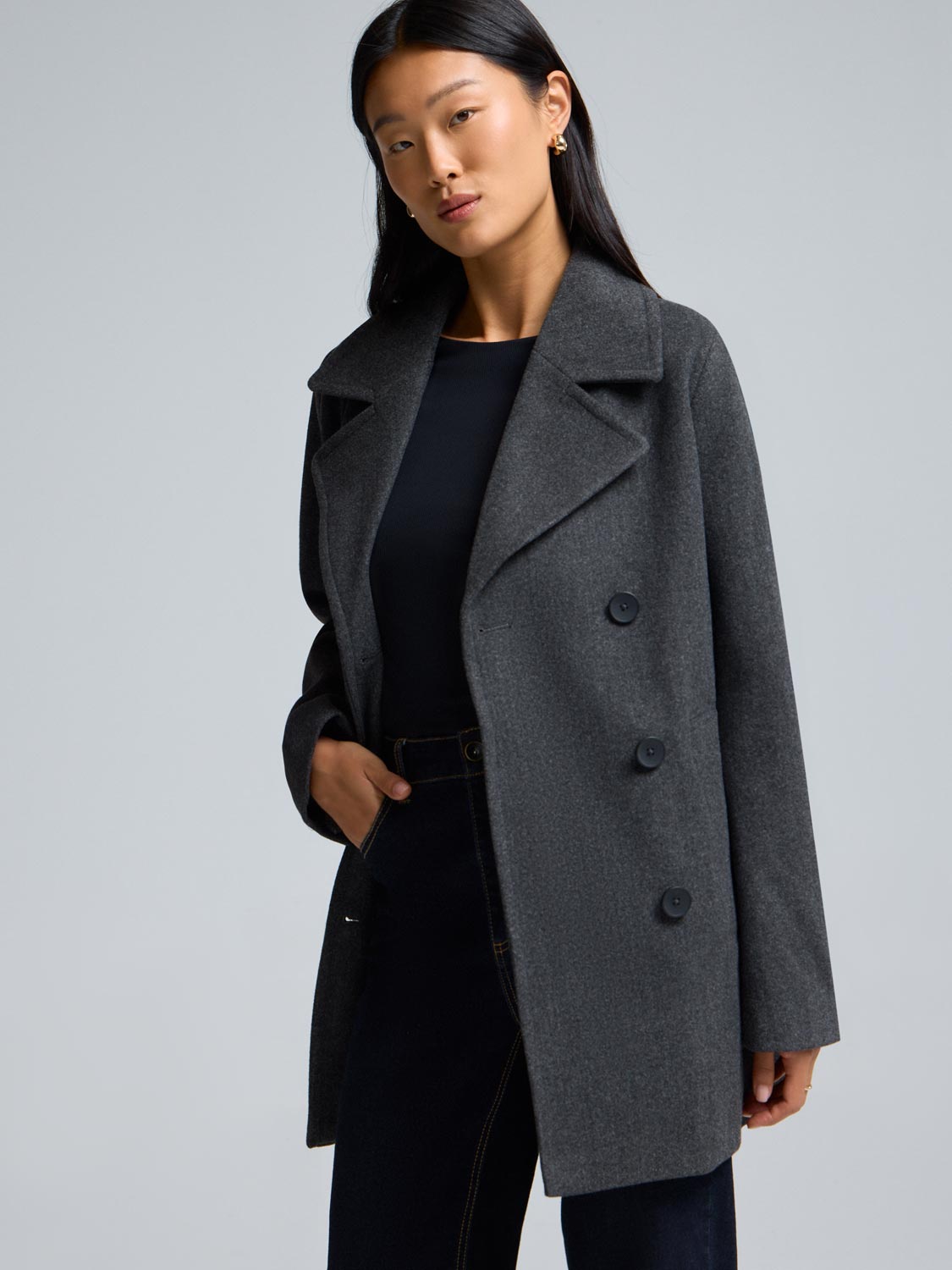 Faux Wool Peacoat