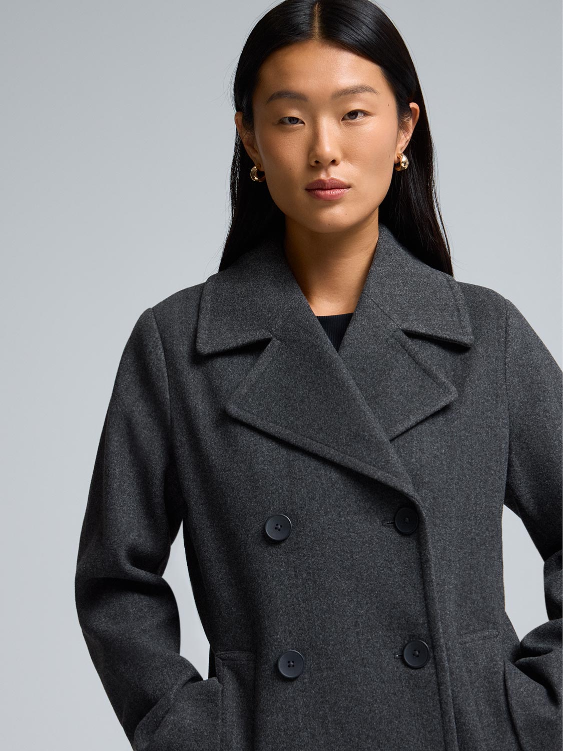 Faux Wool Peacoat
