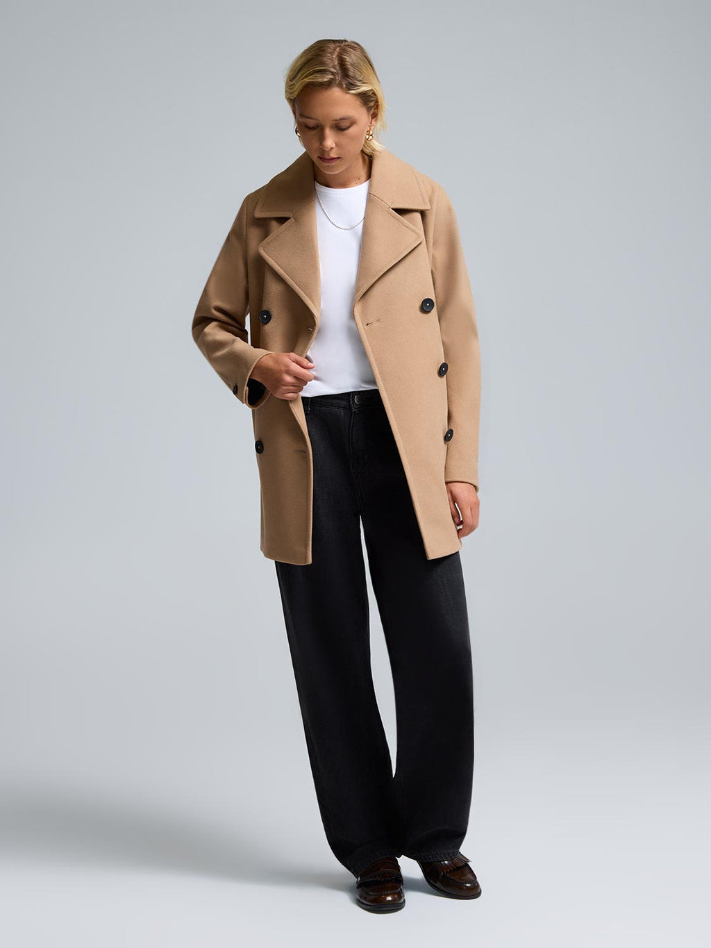 Faux Wool Peacoat