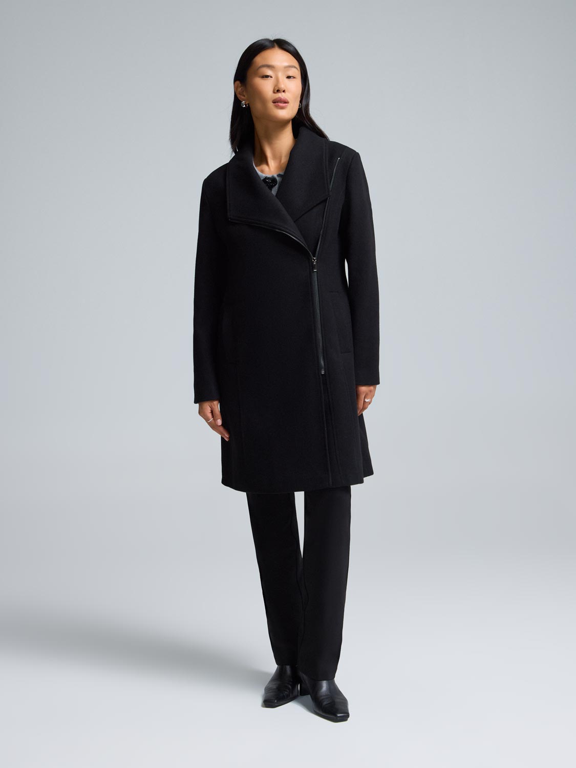 Faux Wool Asymmetrical Coat