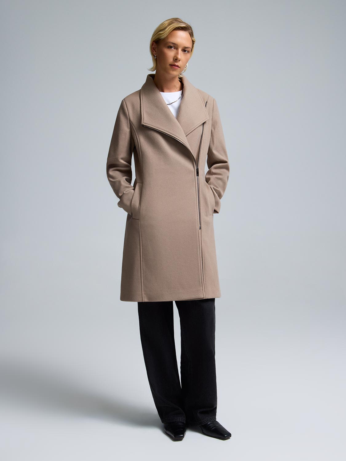 Faux Wool Asymmetrical Coat