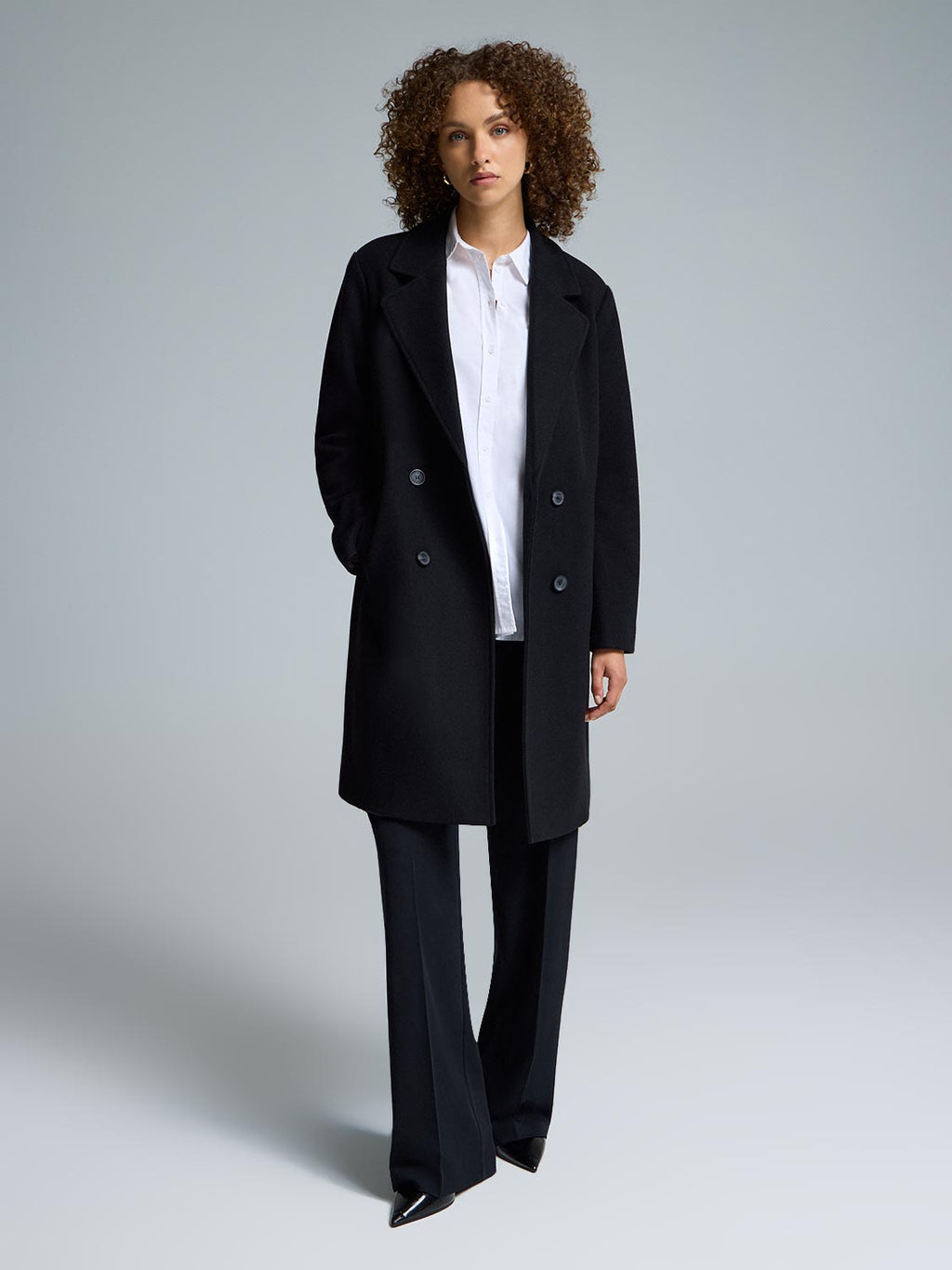 Double-Breasted Mid-Length Coat