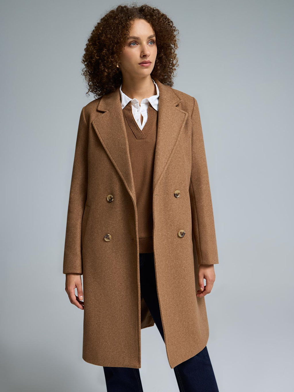 Double-Breasted Mid-Length Coat