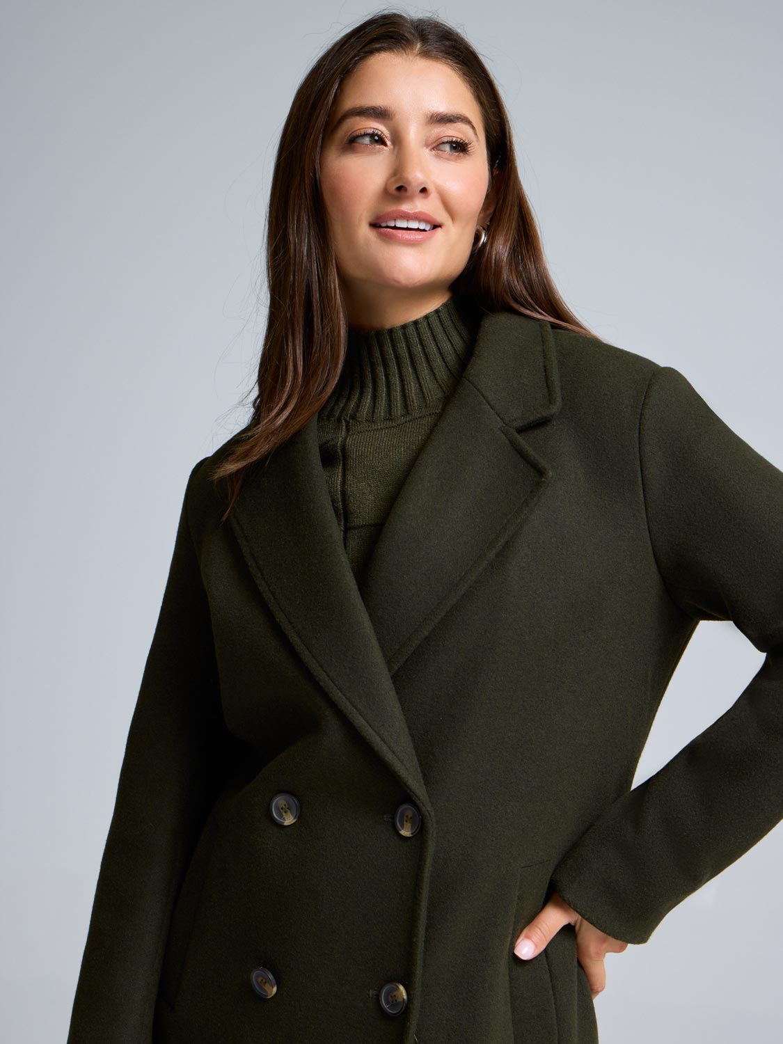 Double-Breasted Mid-Length Coat