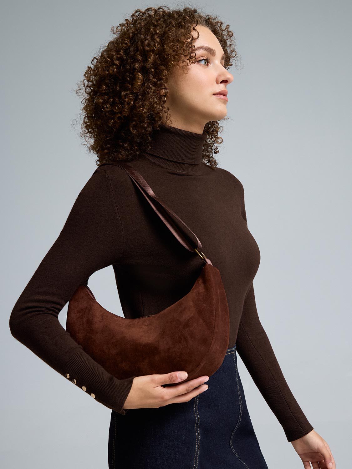 Faux Suede Shoulder Bag