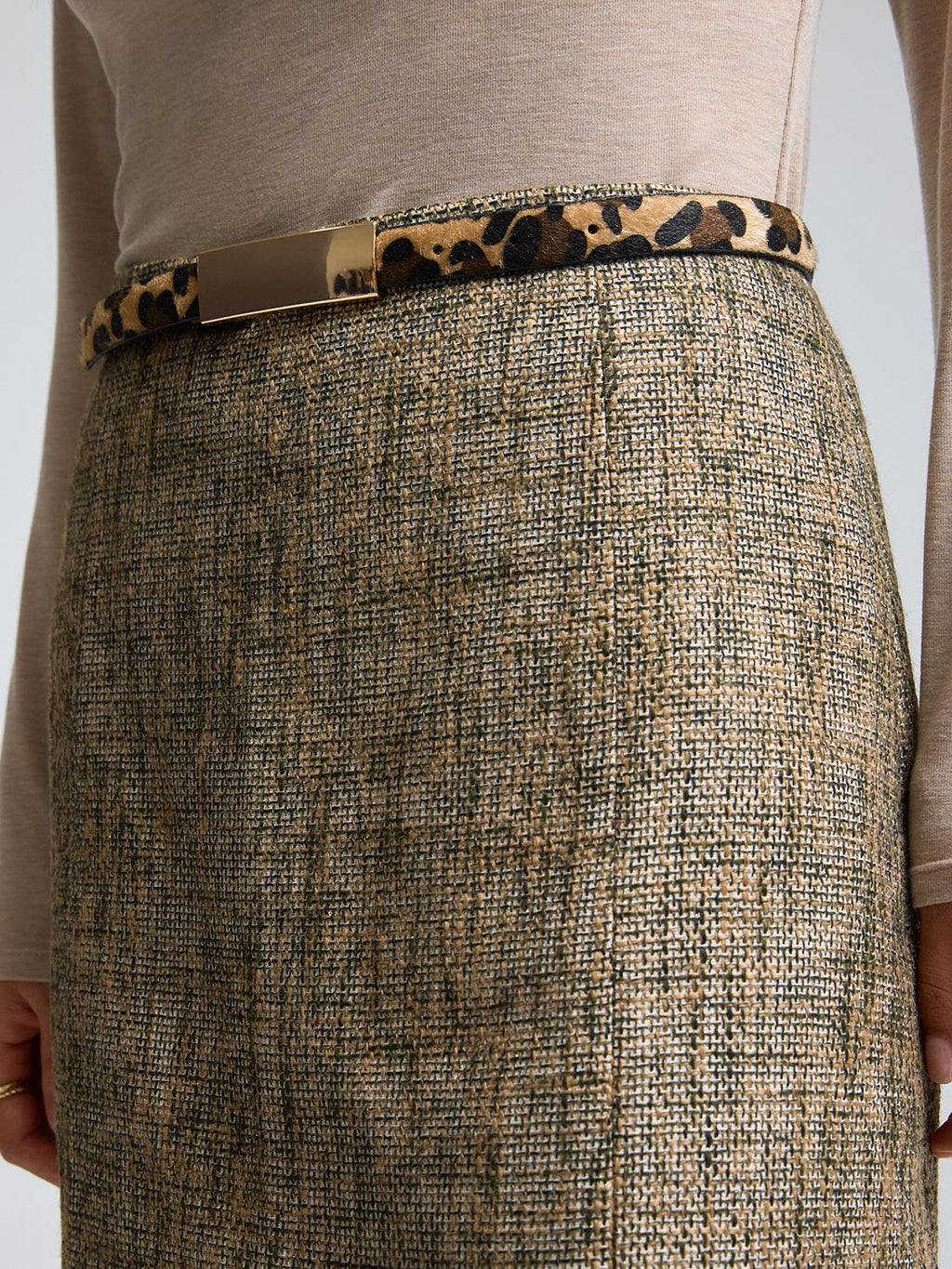 Gold Buckle Leopard Print Belt